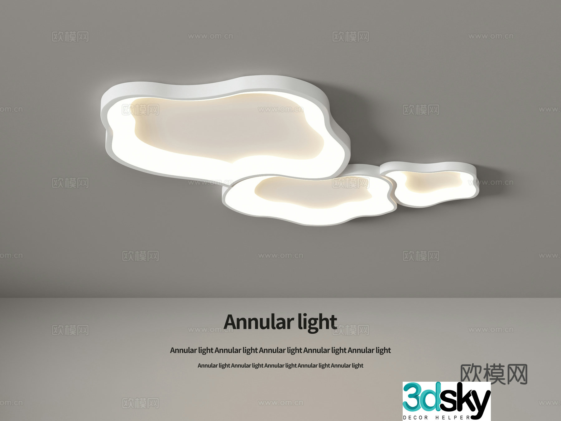 Cream wind cloud ceiling lamp 3d model