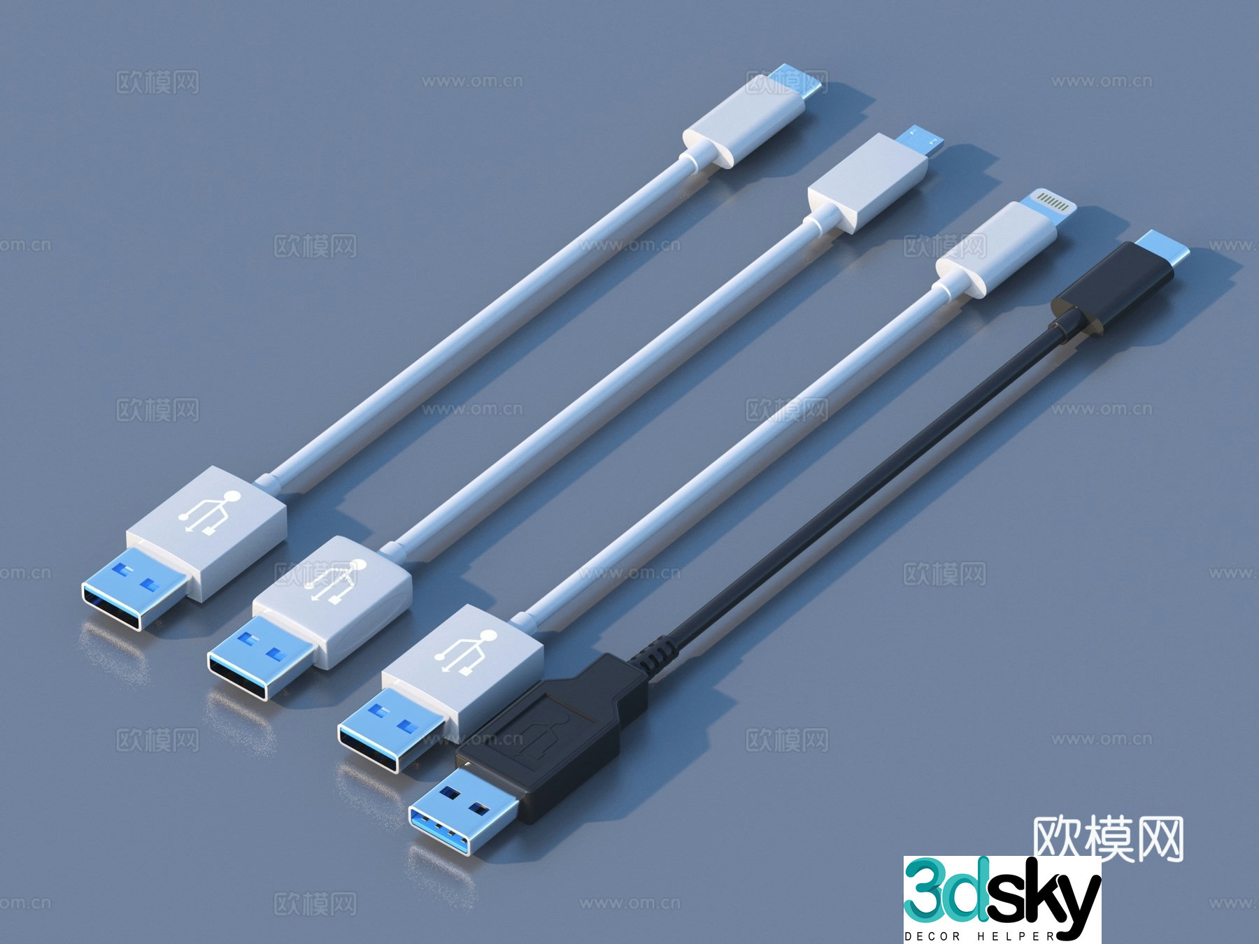 Charging cable Data cable Connection cable 3D model