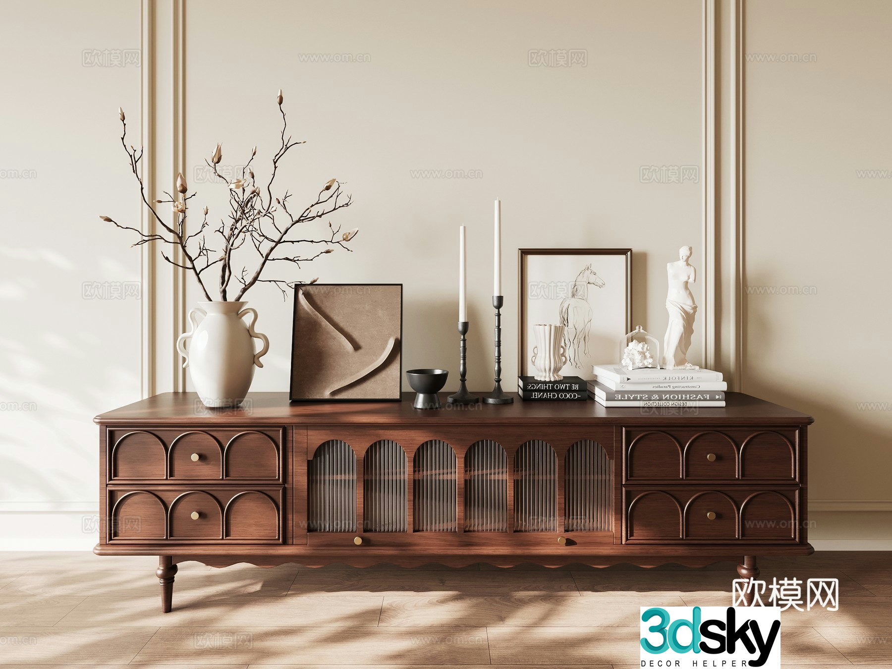 Medieval style TV cabinet 3D model