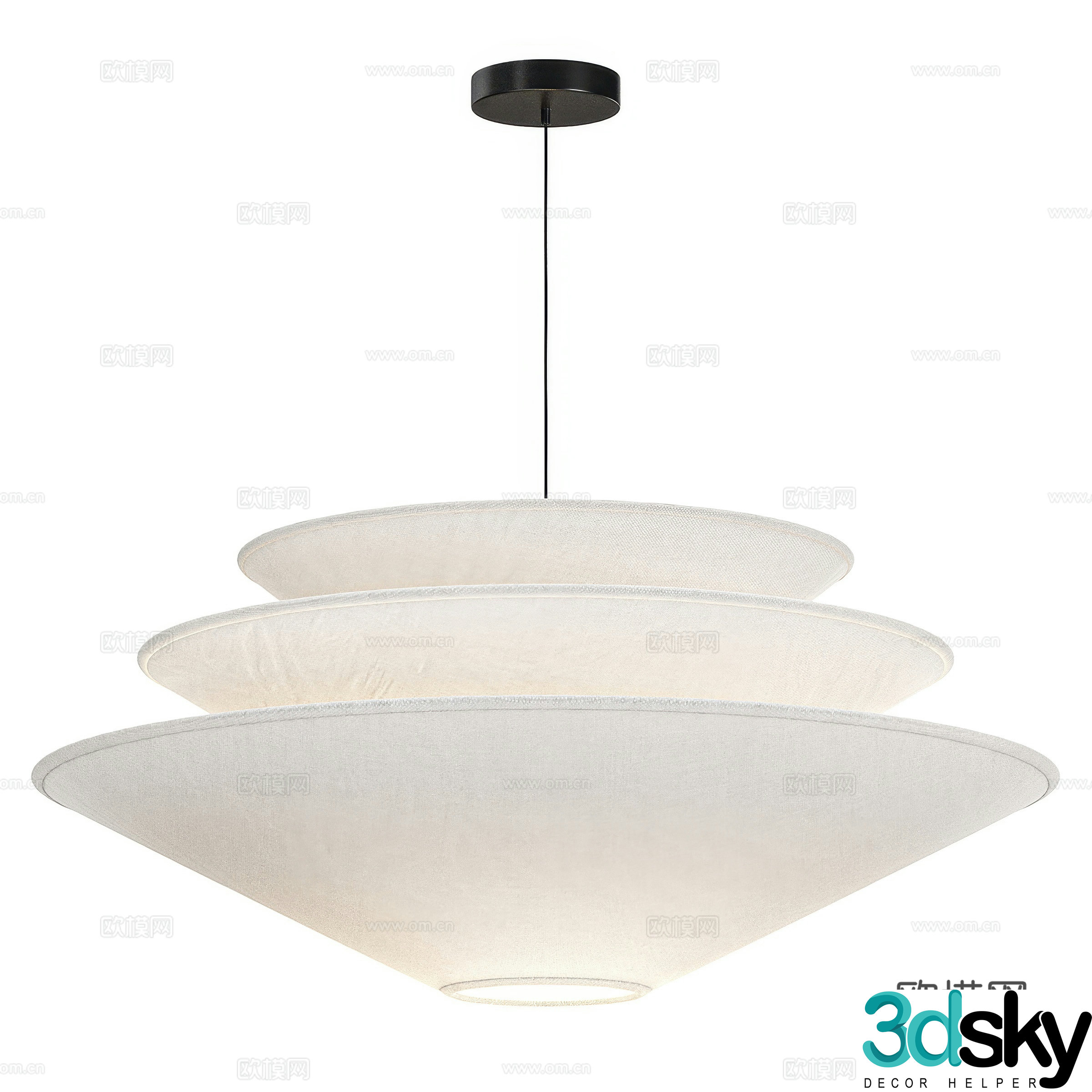 New Chinese style fabric chandelier 3d model