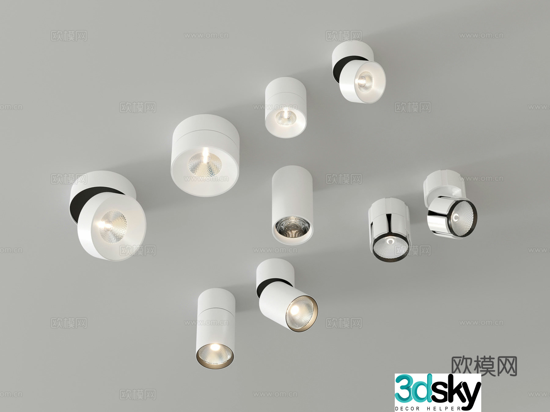 Modern downlight spotlight surface mounted downlight adjustable angle 3d model