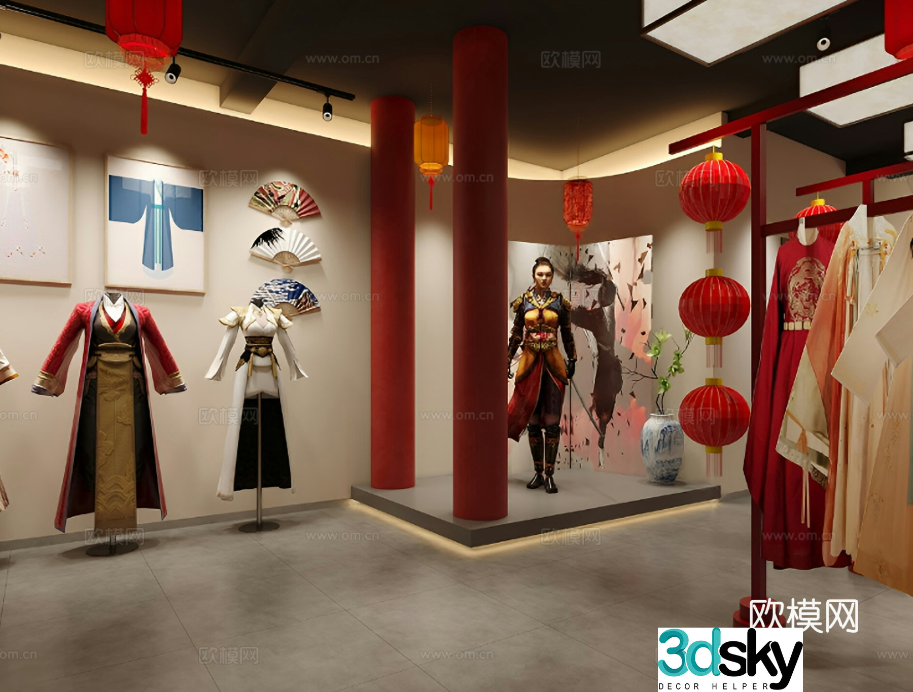 New Chinese style clothing store Hanfu store 3D model