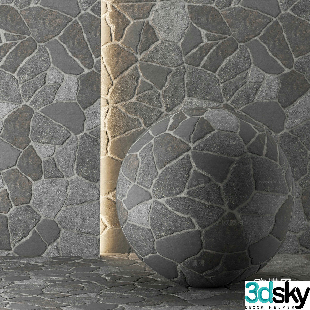 New Chinese cultural stone exterior wall brick 3D model