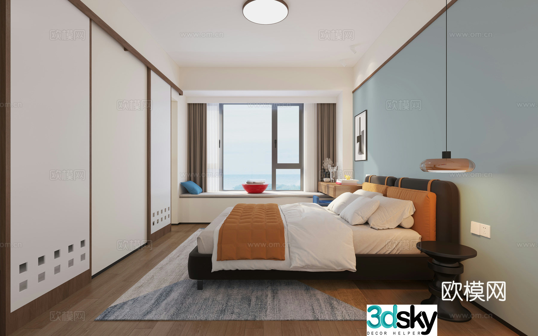 Memphis style bedroom Bauhaus master bedroom 3d model