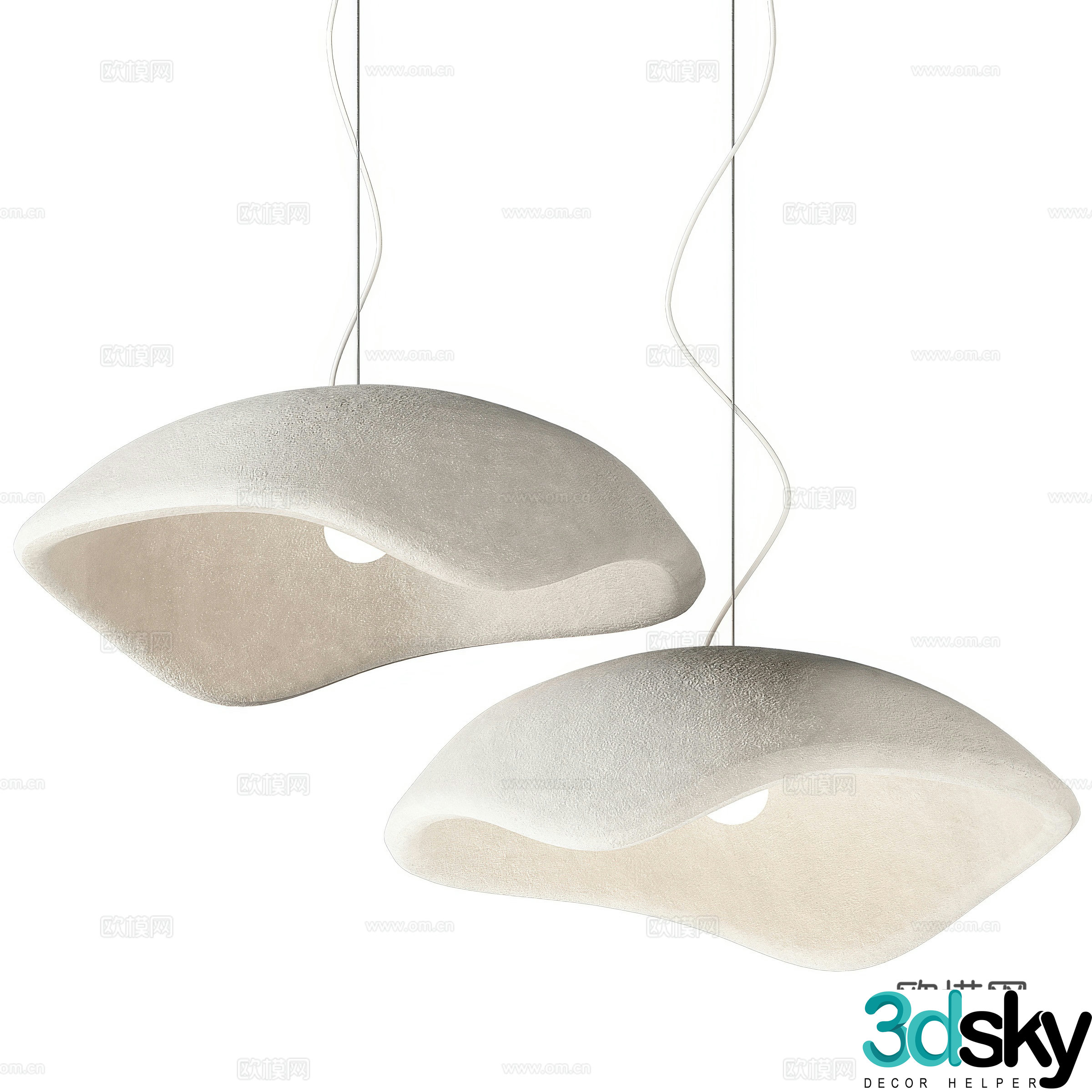 wabi-sabi lampshade chandelier 3d model