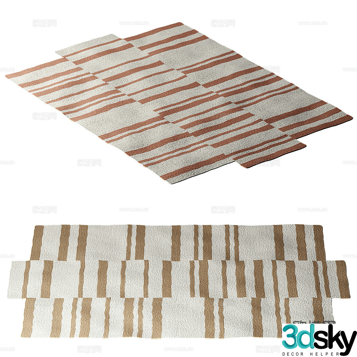 Modern fabric striped carpet 3d model