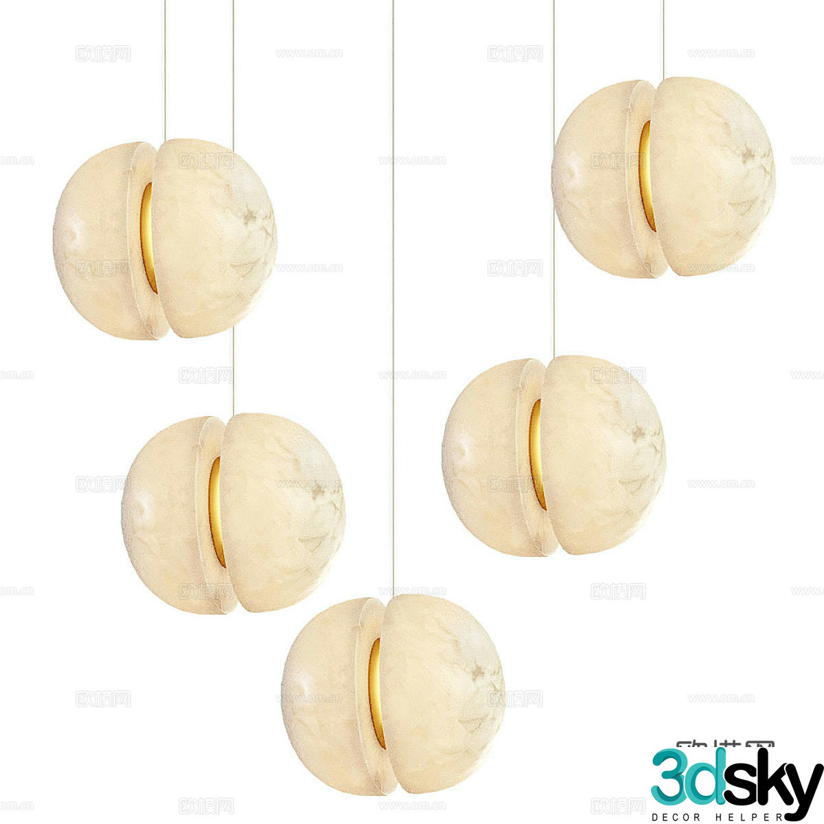Modern translucent stone chandelier 3d model