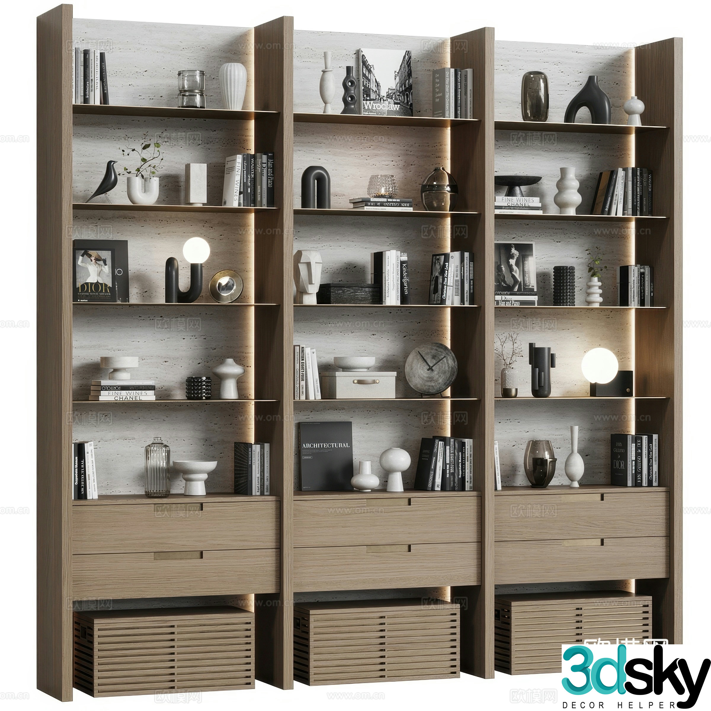 New Chinese bookcase 3D model