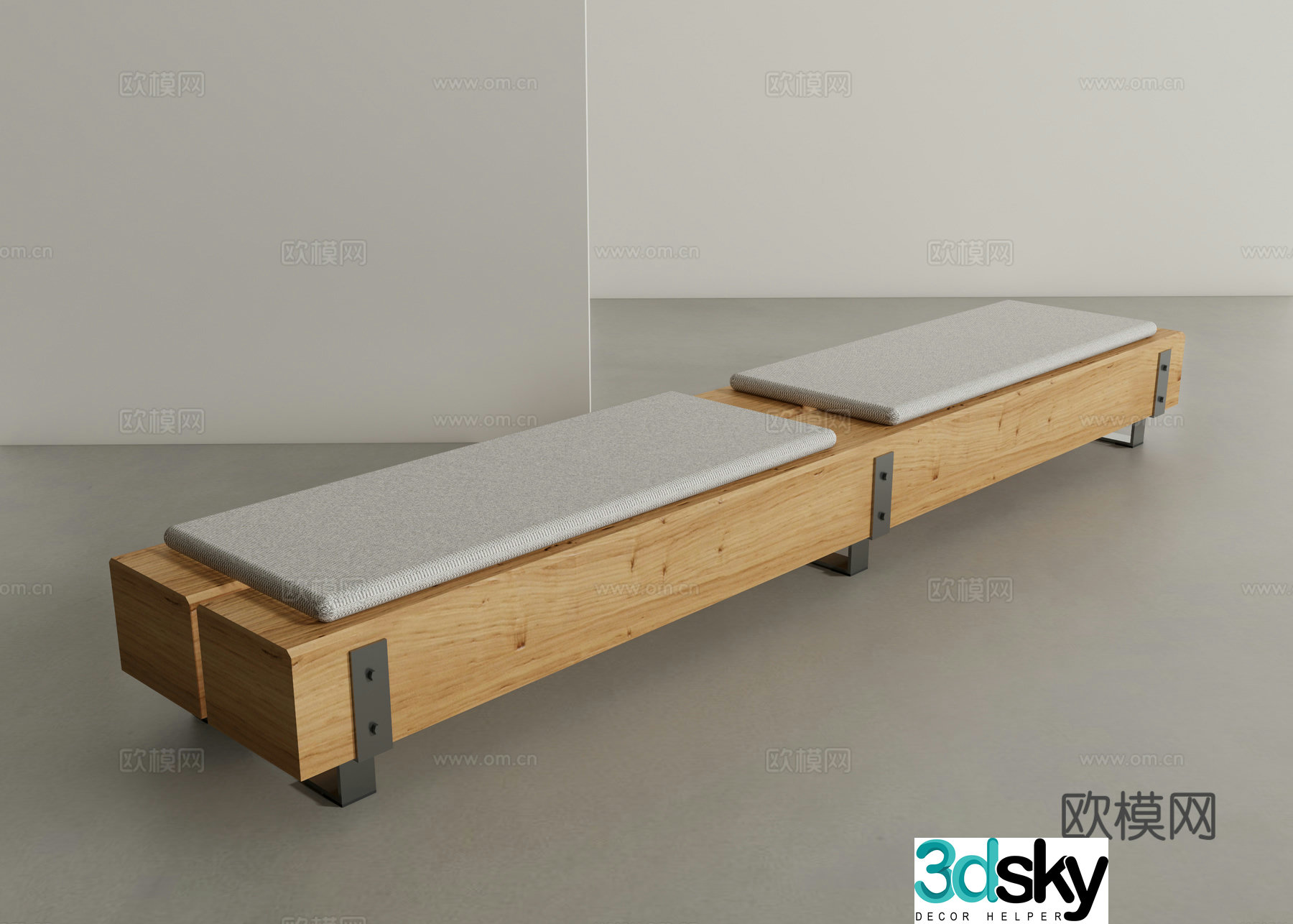 modern stool bench wooden stool 3d model