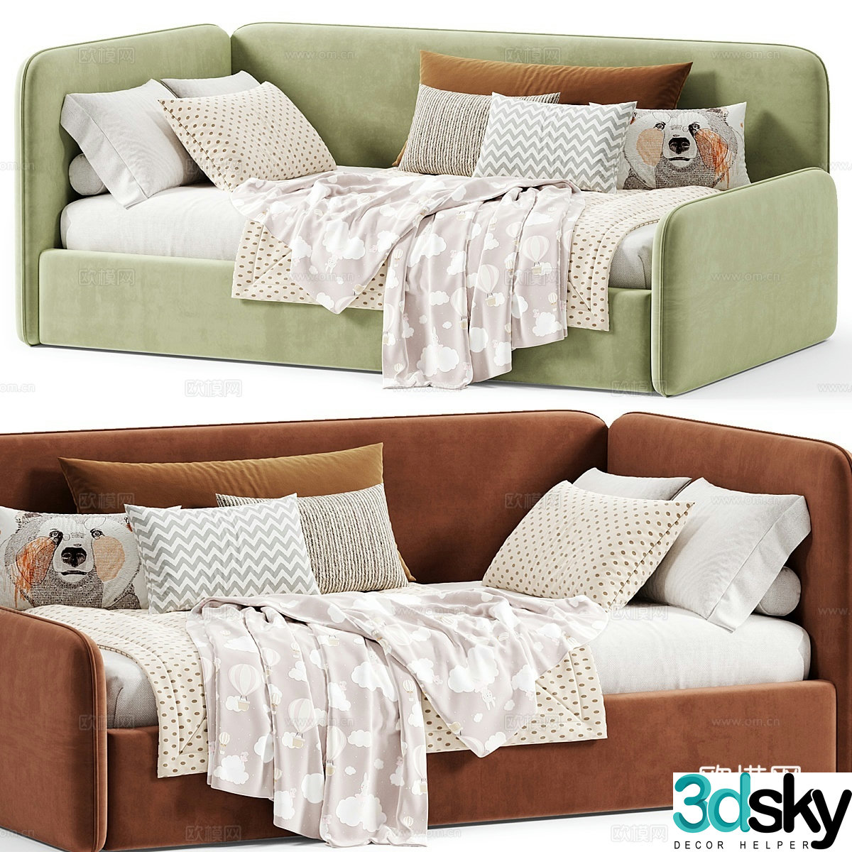 Modern children’s bed sofa bed 3d model