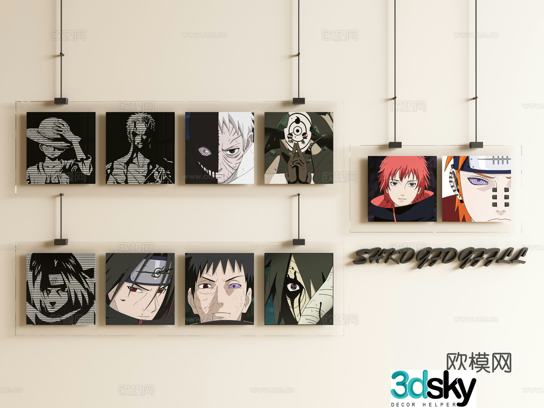 Modern acrylic decorative painting photo wall Naruto hanging painting 3D model