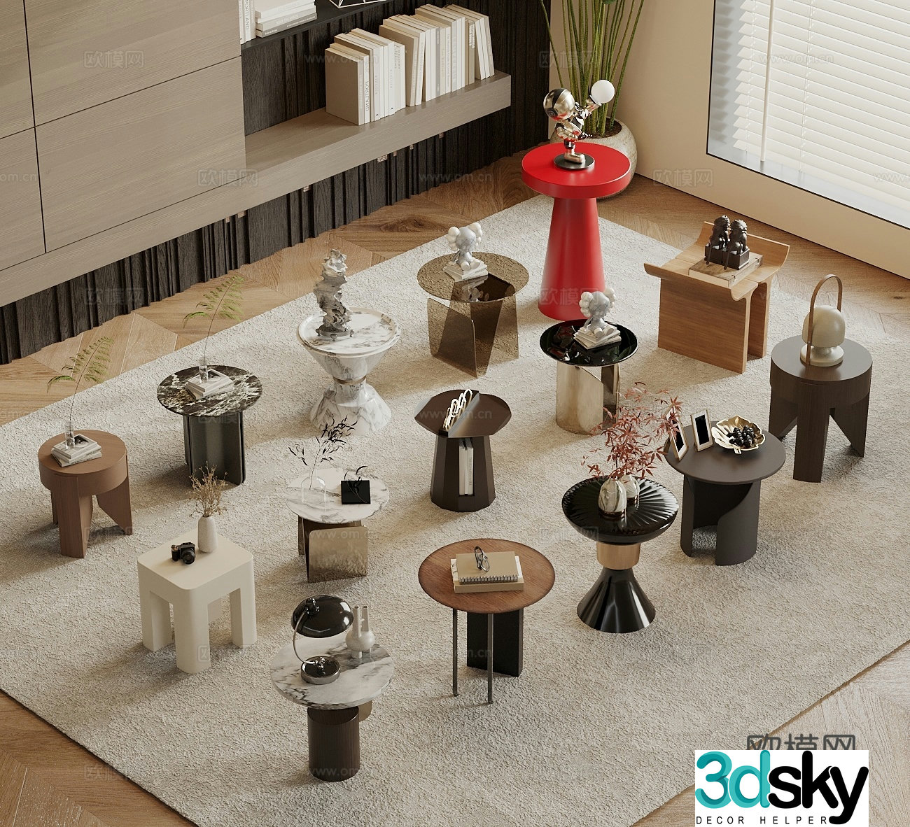 Modern round table side table table table 3d model