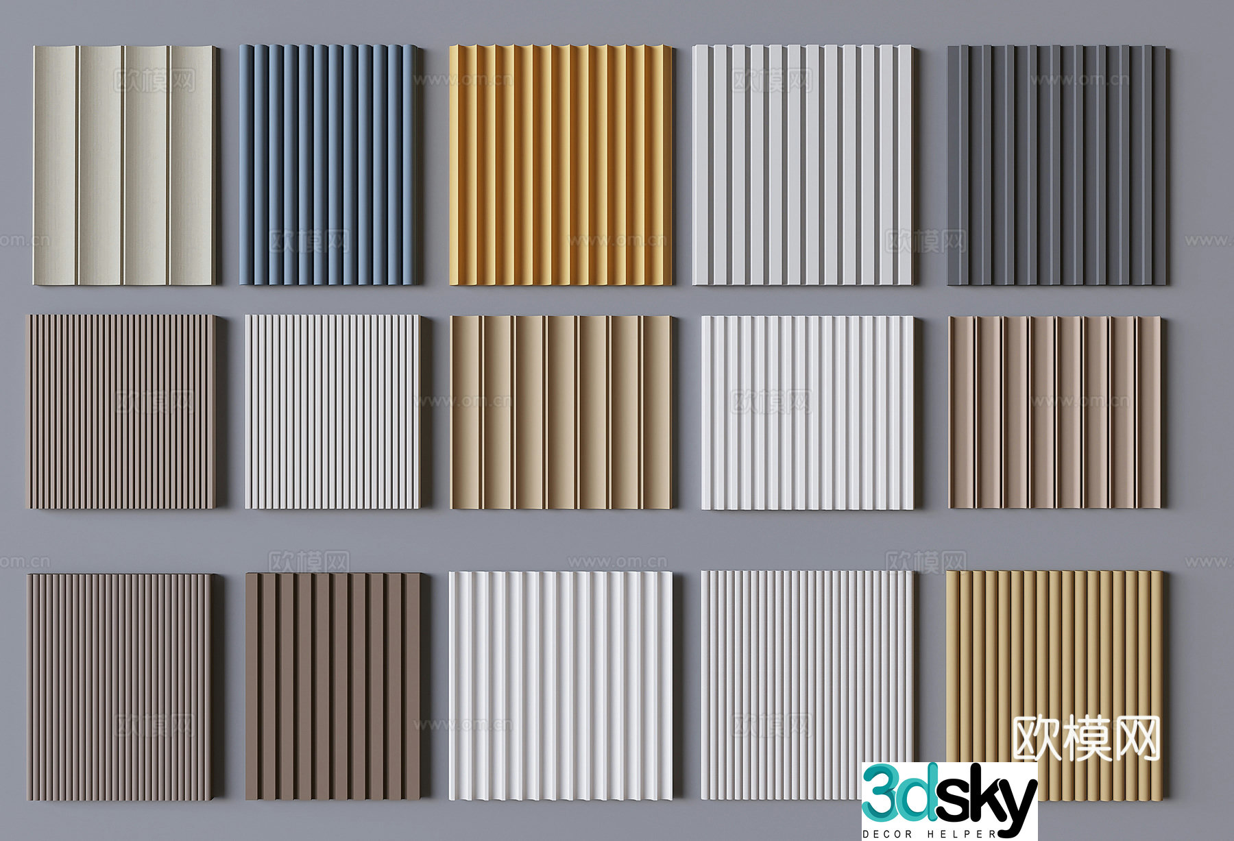 Modern wainscot Great Wall board corrugated board wall decorative board 3D model