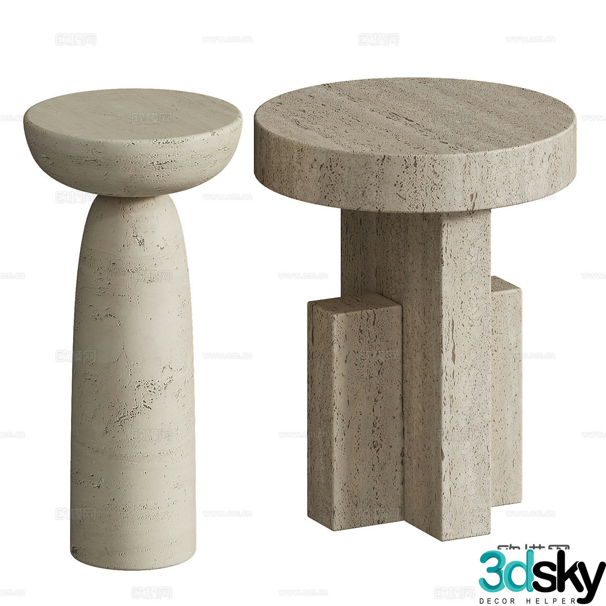 Wabi-sabi side table round table table table 3d model
