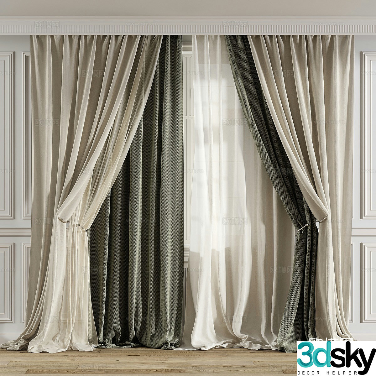 Plain curtains and screens 3d model