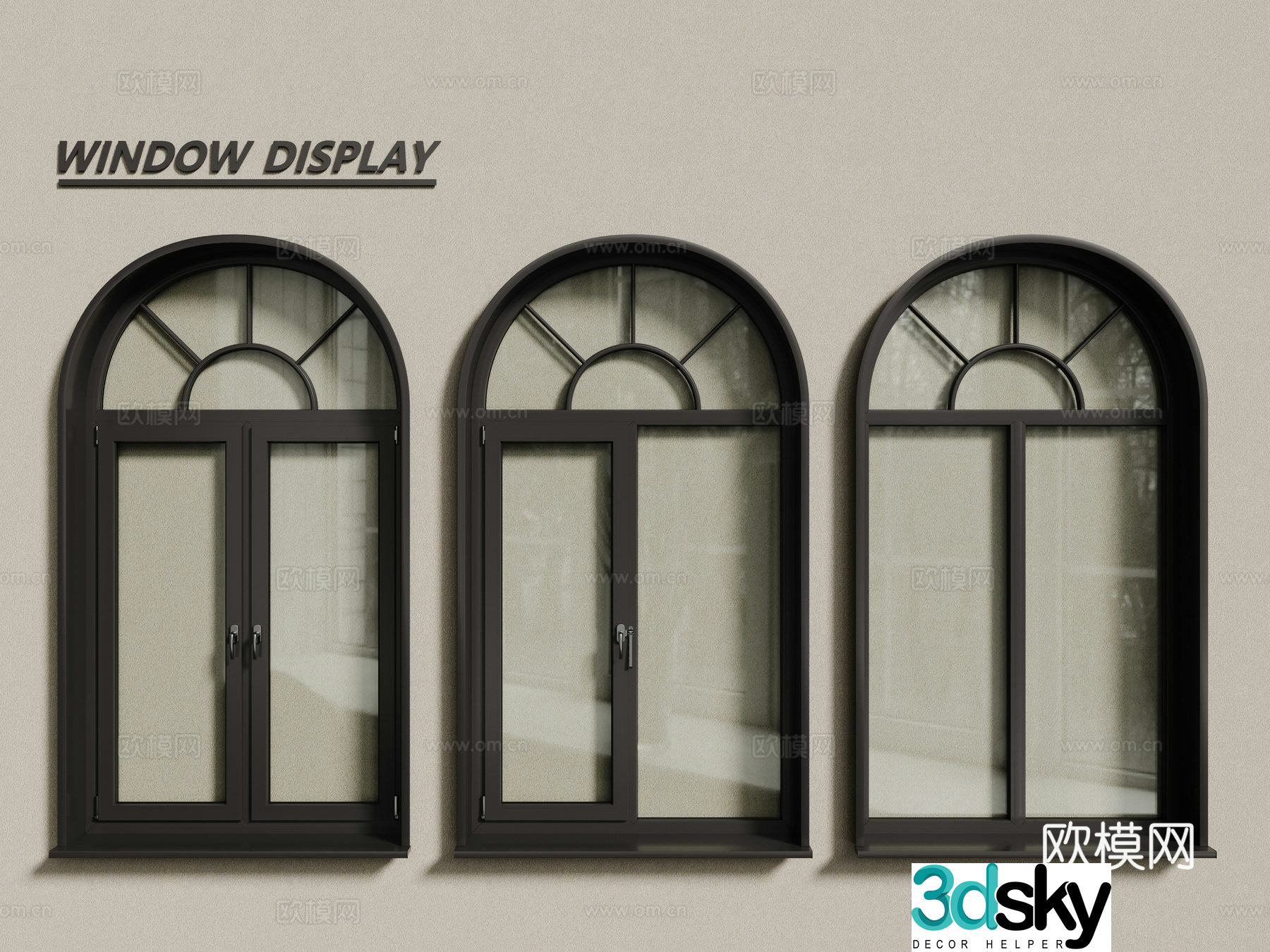 European style windows aluminum alloy windows casement windows floor-to-ceiling windows arched windows 3D model