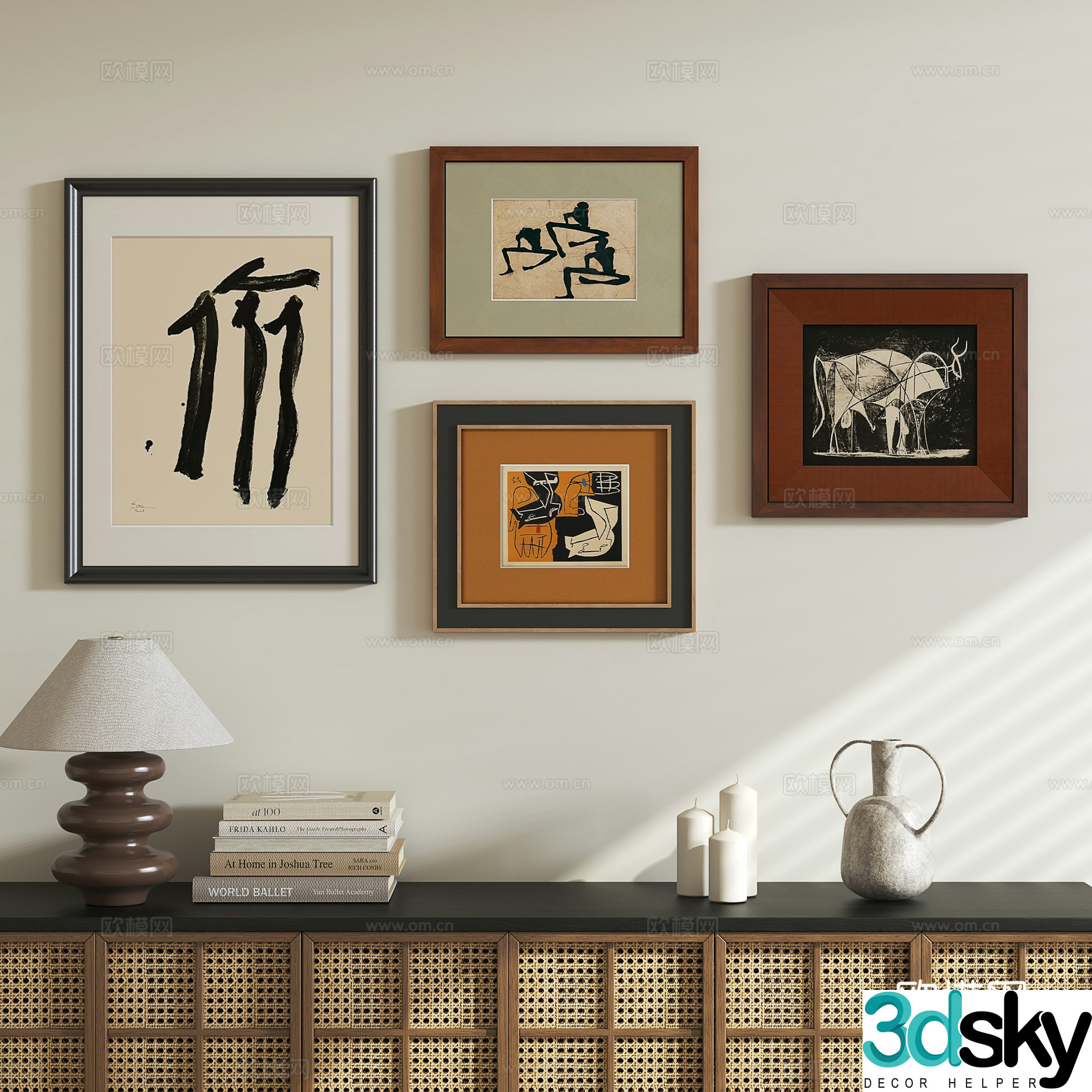 Middle-aged style hanging paintings decorative paintings 3D model