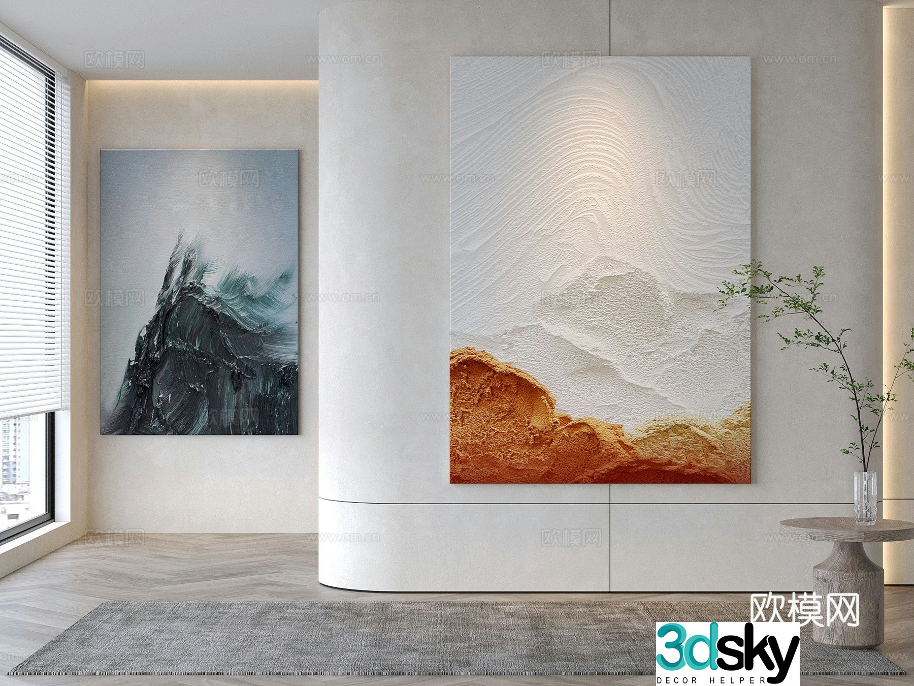 Modern decorative painting Abstract three-dimensional oil painting 3d model