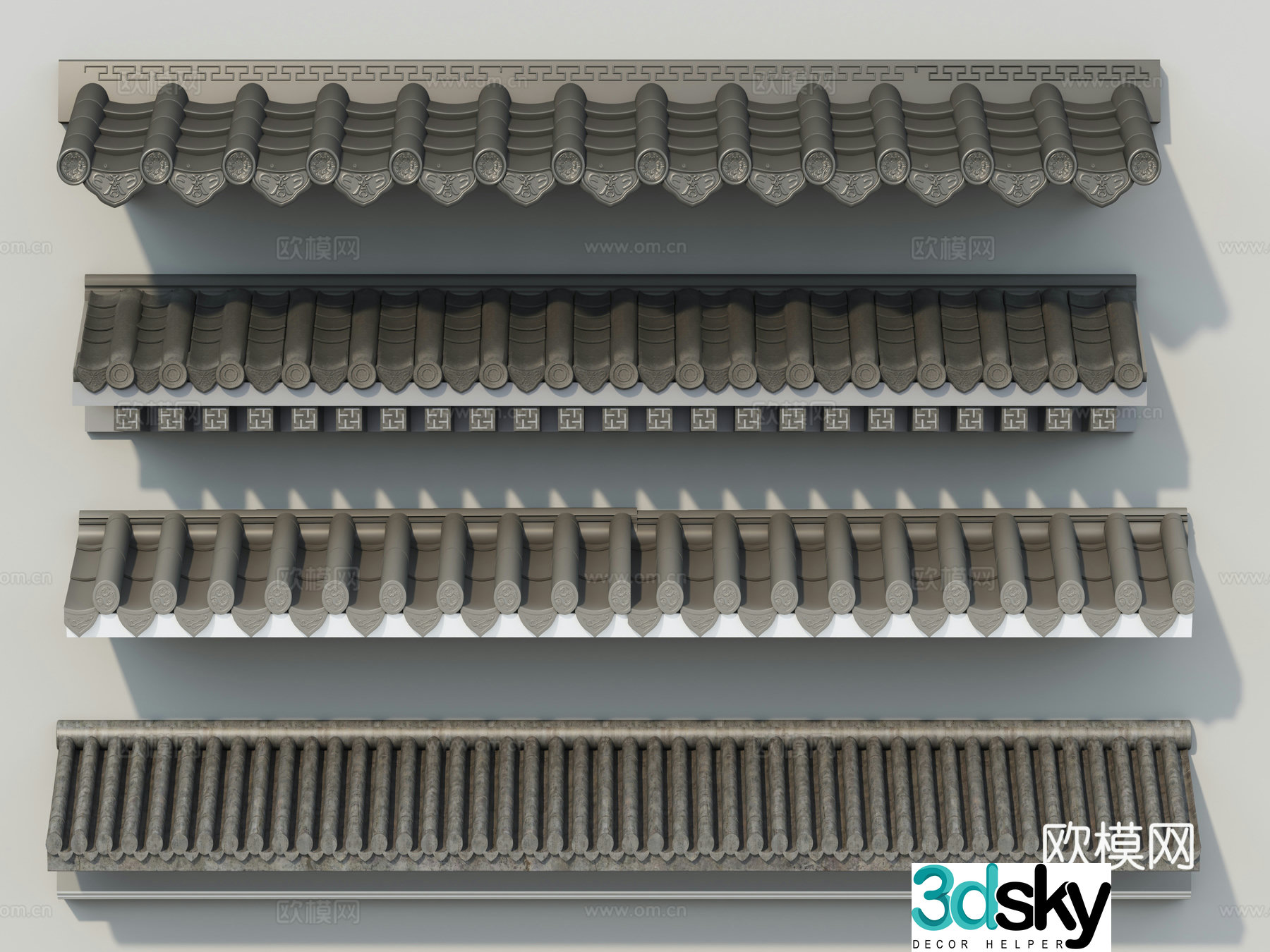Chinese style roof brim 3d model