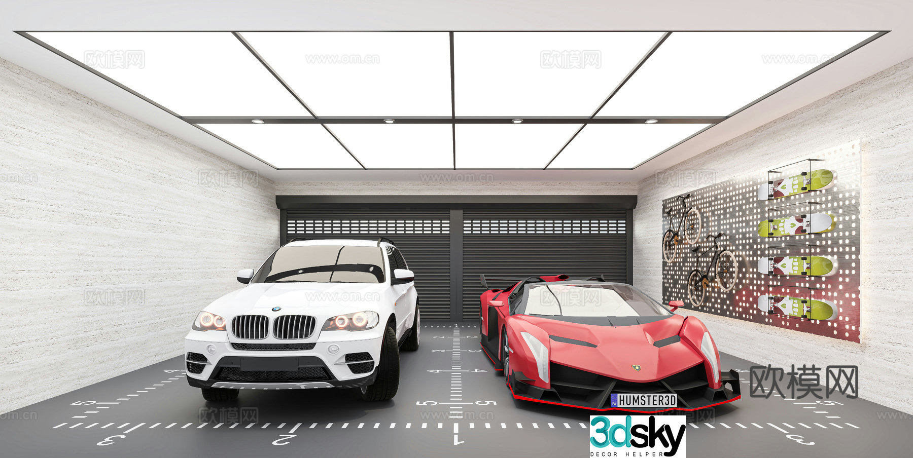 Modern private garage 3d model