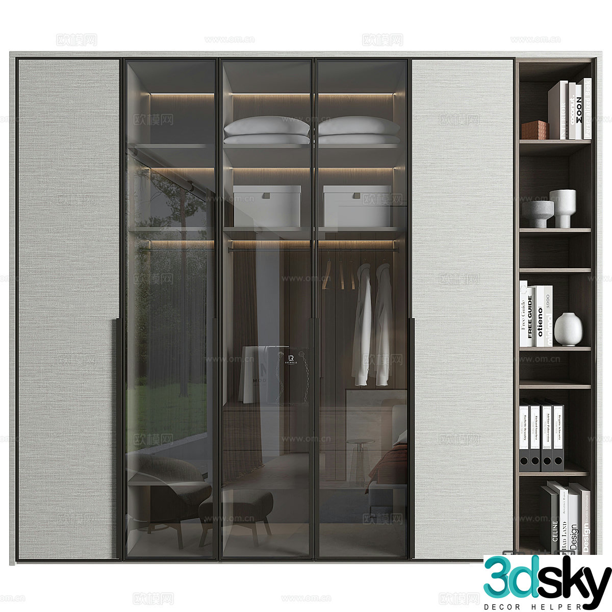 New Chinese style glass wardrobe 3d model