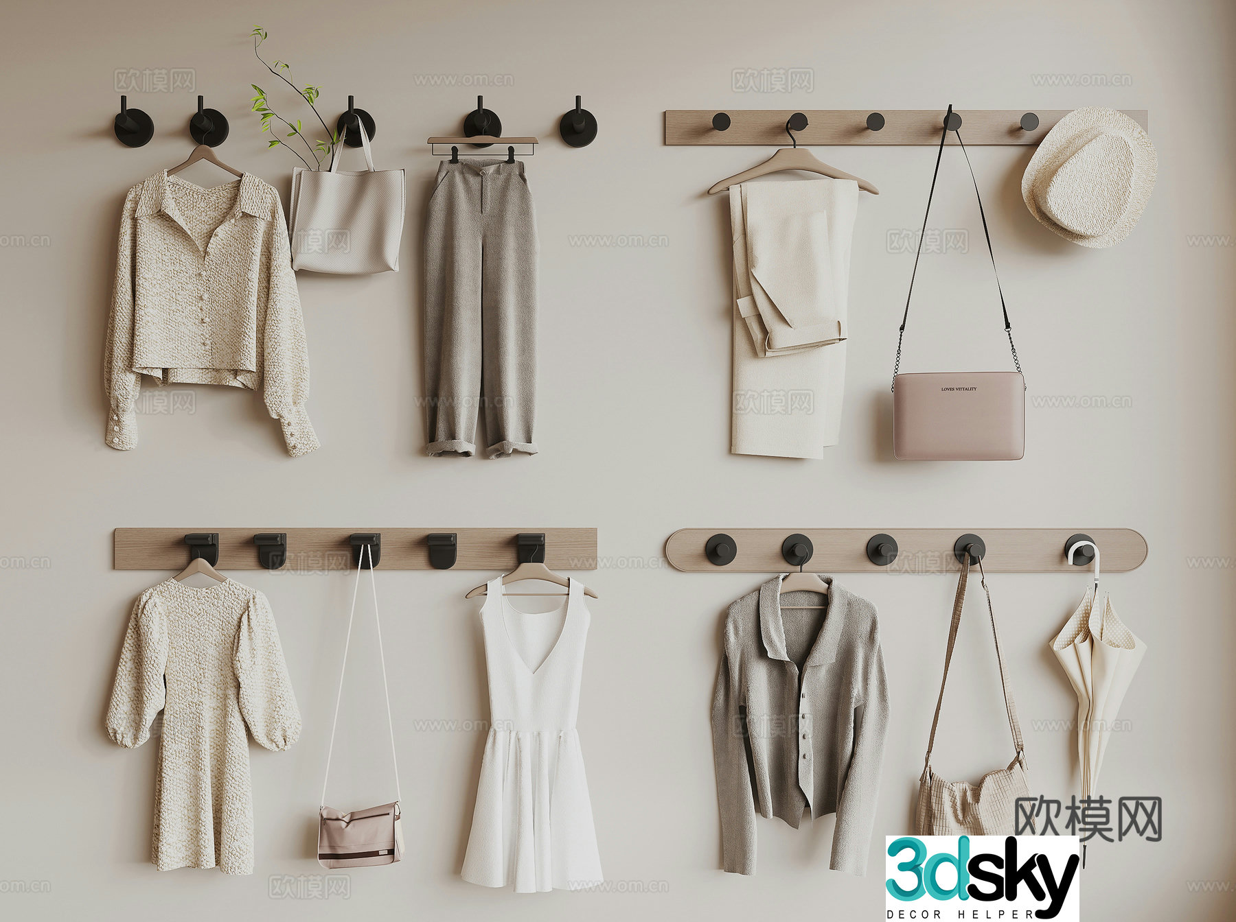 Modern Clothes Clothes Hook 3D Model