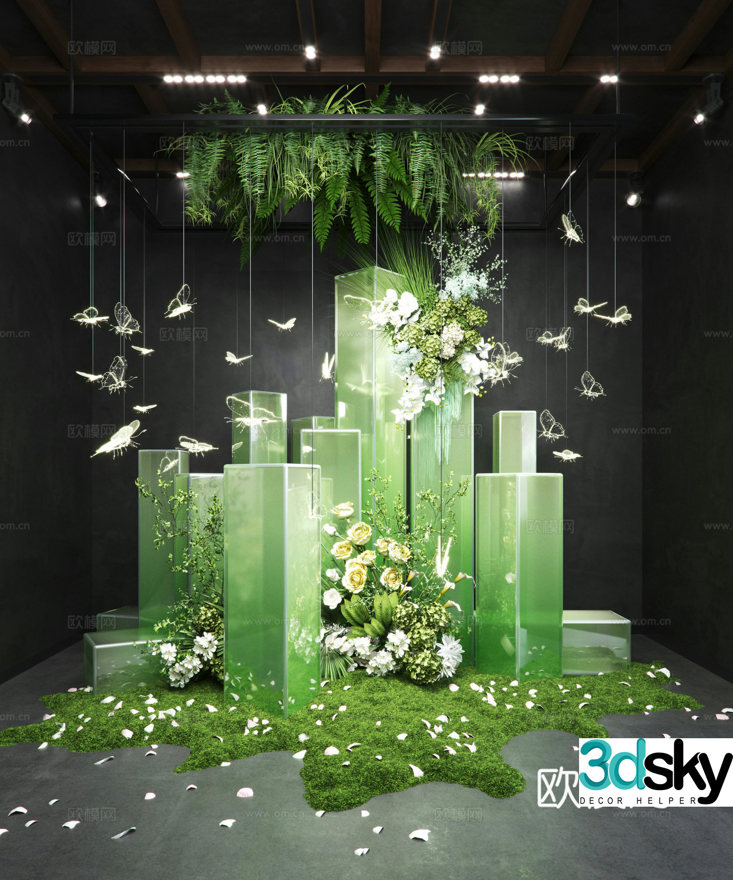 Modern interior art installation chandelier 3d model