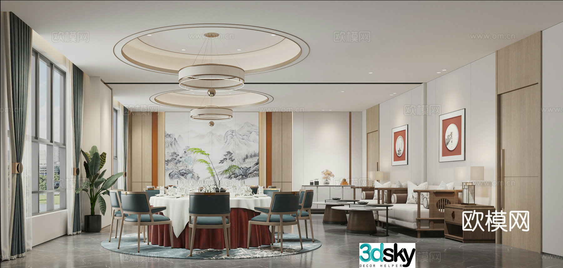 Chinese restaurant private room 3D model