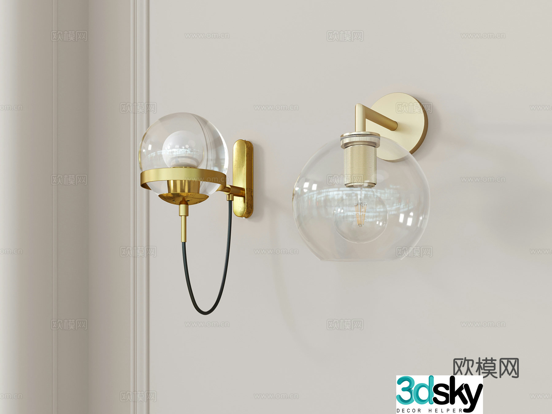 Light luxury wall lamp glass ball wall lamp 3d model