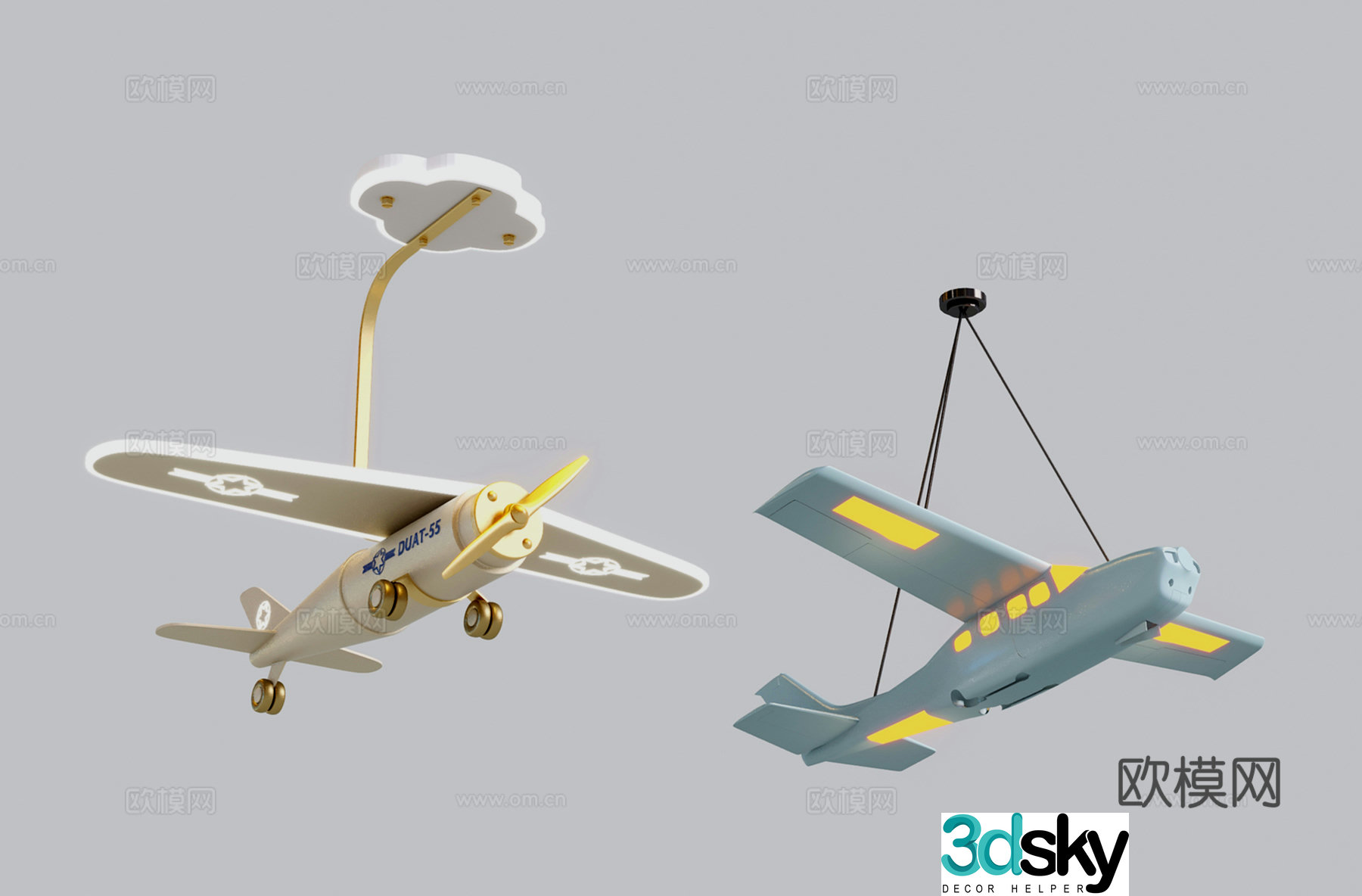 Modern children’s room chandelier aircraft chandelier 3d model