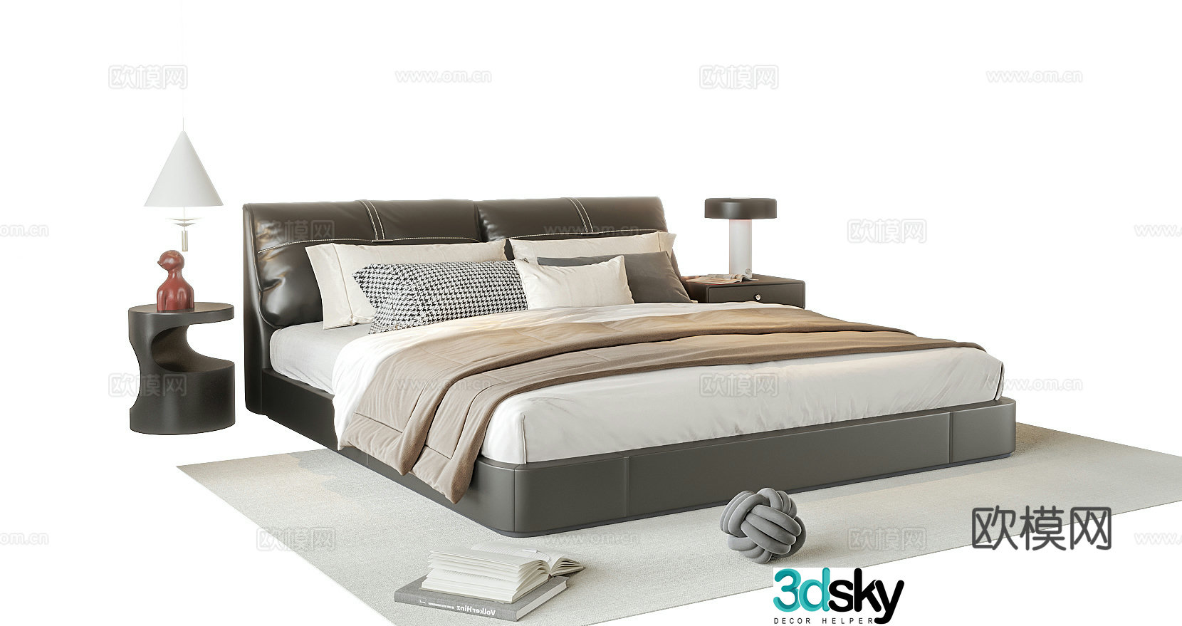 Modern double bed 3d model