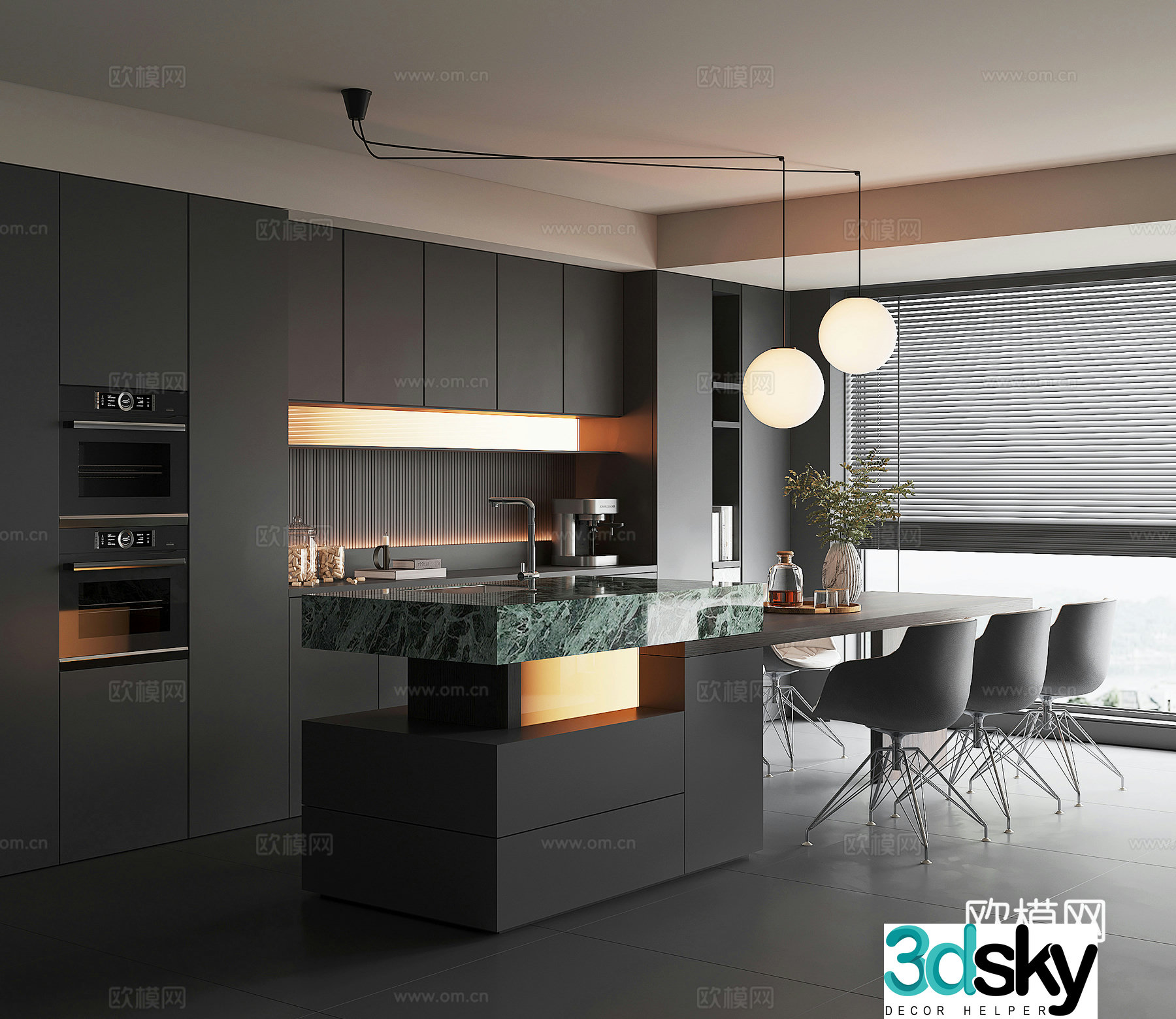 Modern island restaurant 3d model
