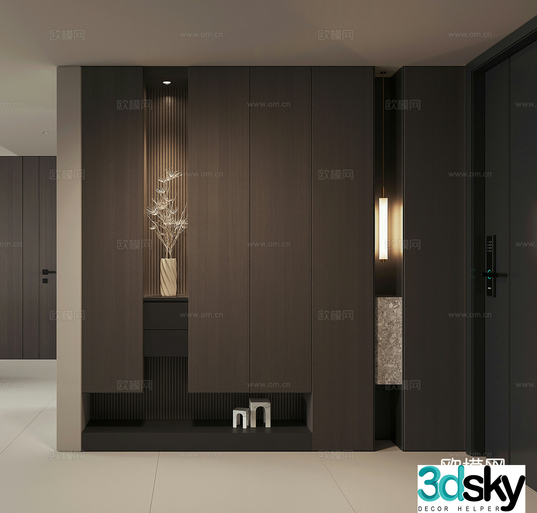 Modern home shoe cabinet 3D model