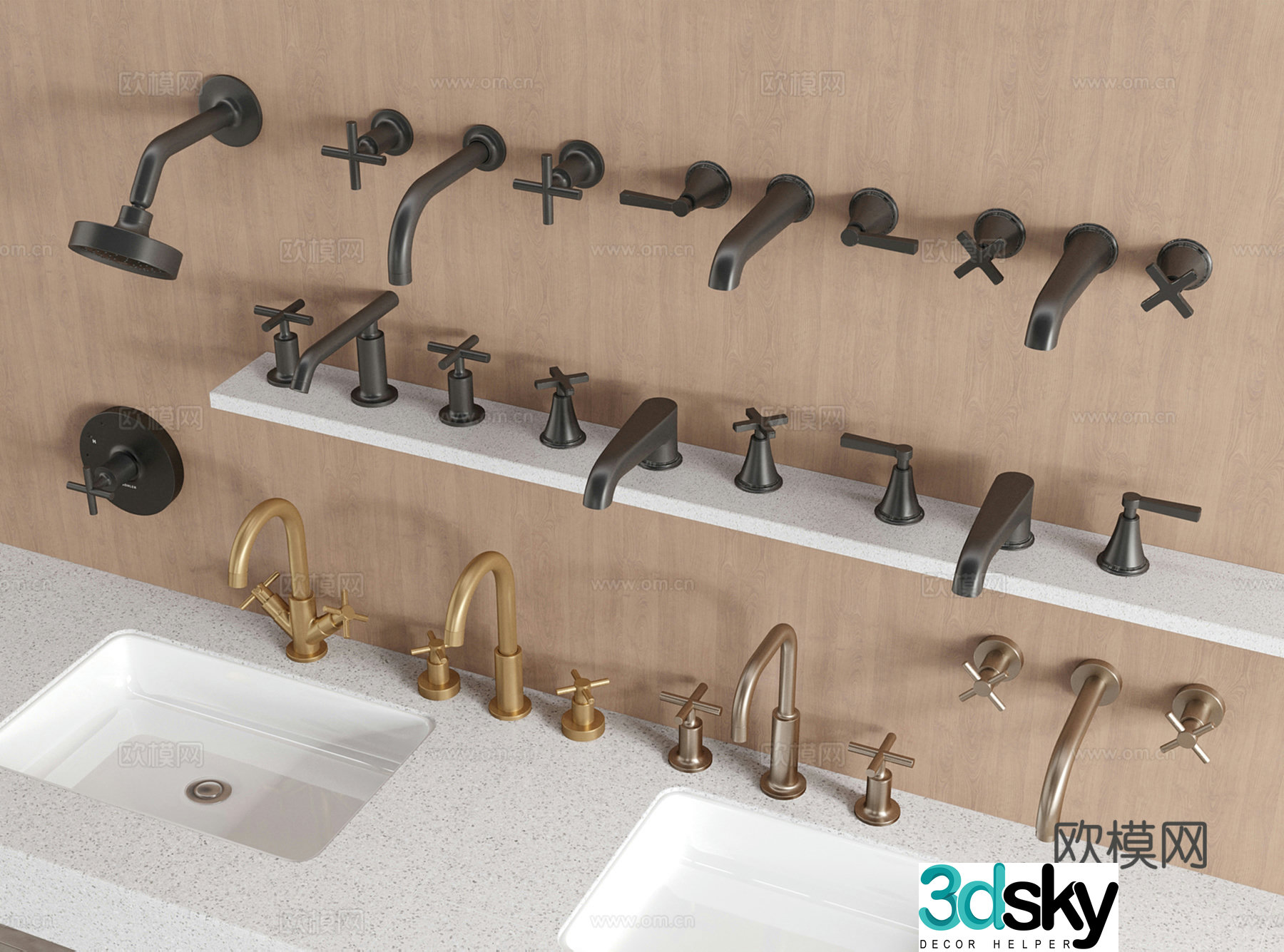 Modern faucet wall drain faucet 3d model