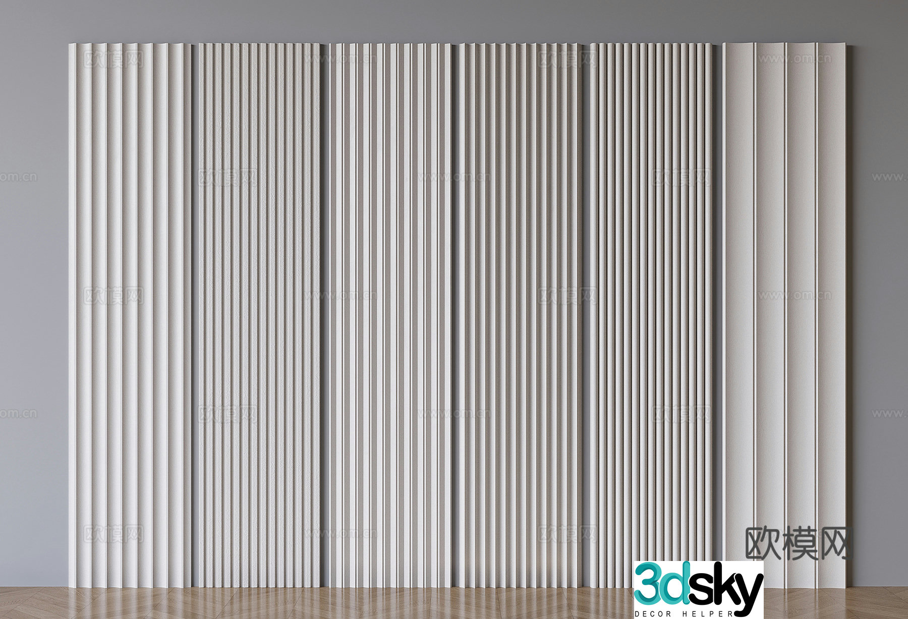 Modern wainscot Great Wall board corrugated board wall decorative board 3D model