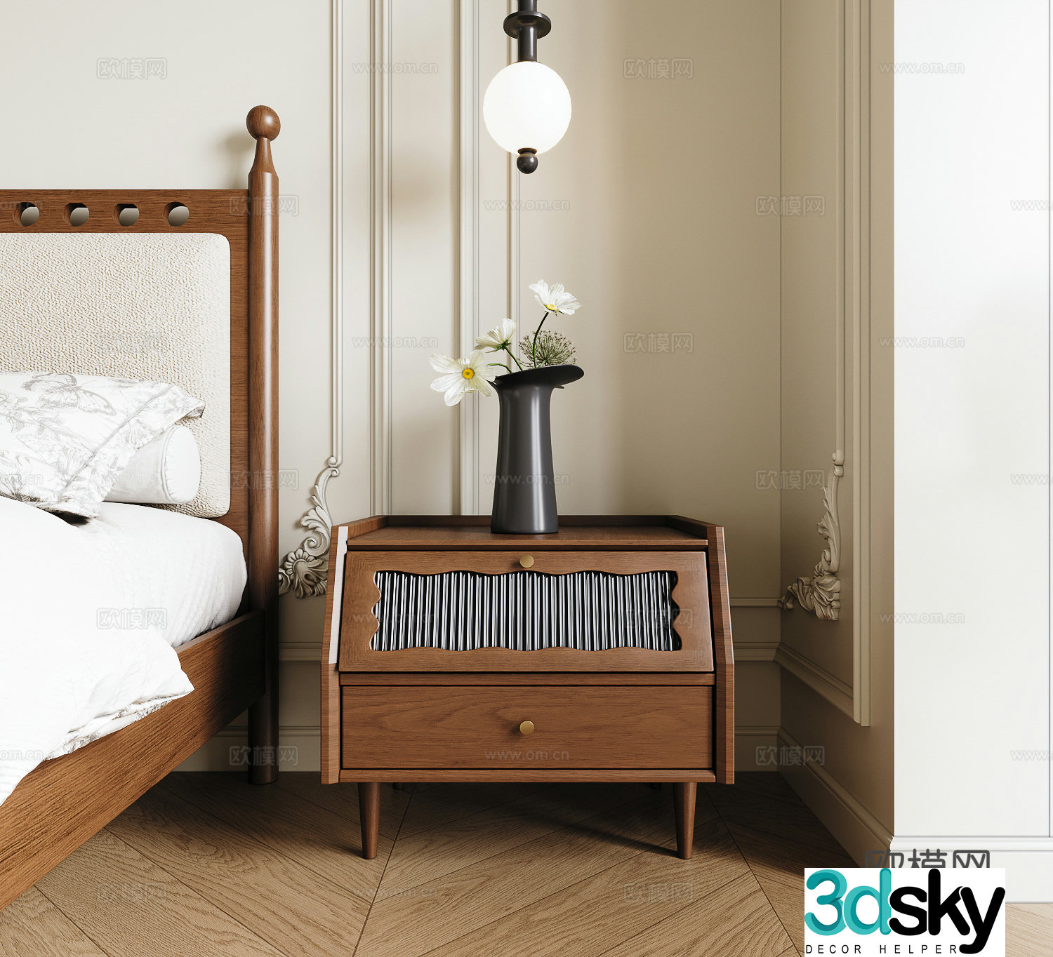 Medieval style bedside table 3d model