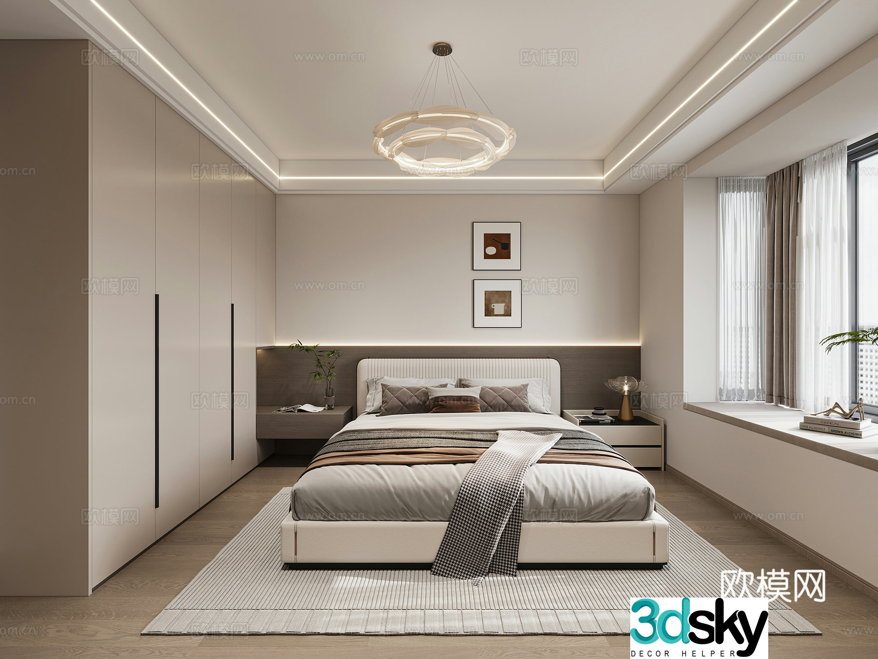 Modern bedroom master bedroom 3d model
