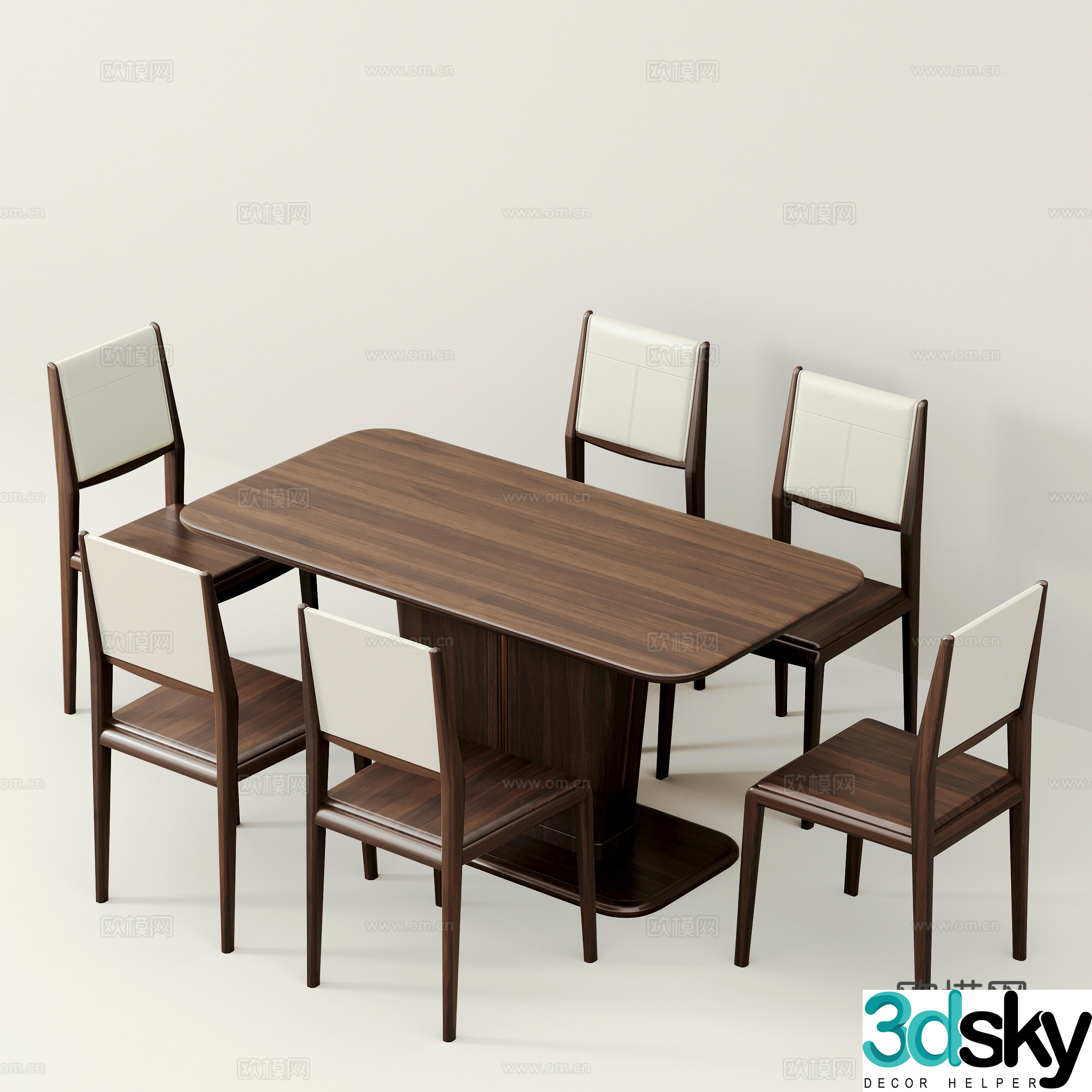 New Chinese dining table and chairs 3d model