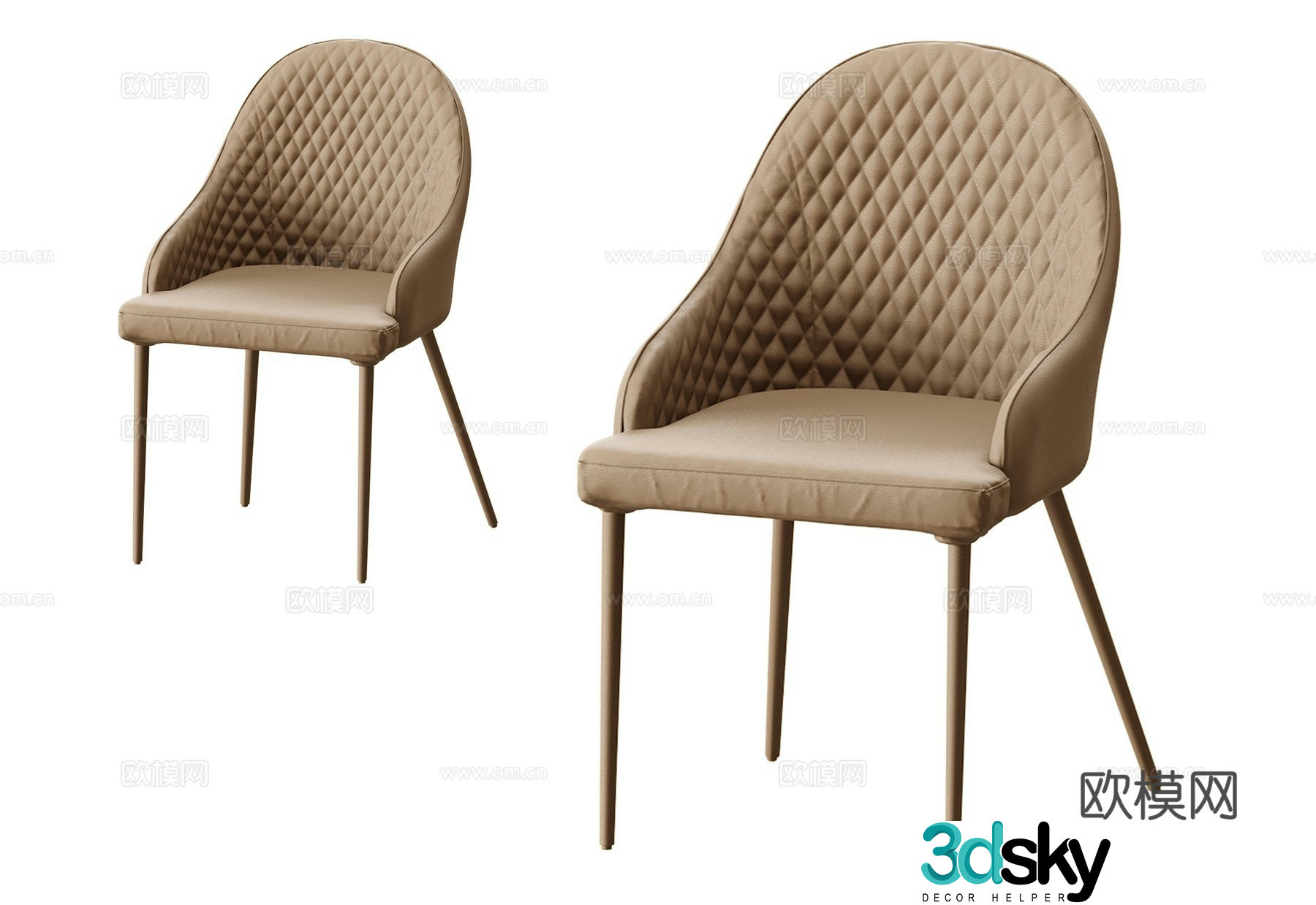 European chair leather chair dining chair 3d model