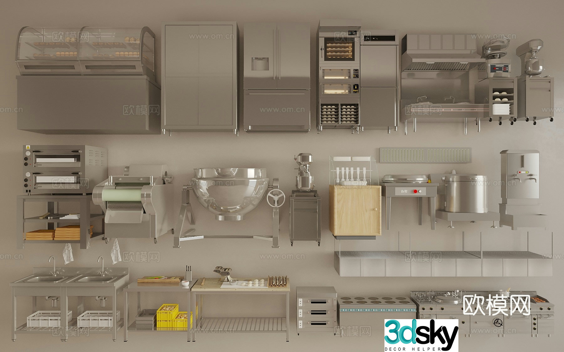 Modern kitchen equipment kitchen countertop stainless steel kitchen utensils kitchen equipment refrigerated cabinet 3D model