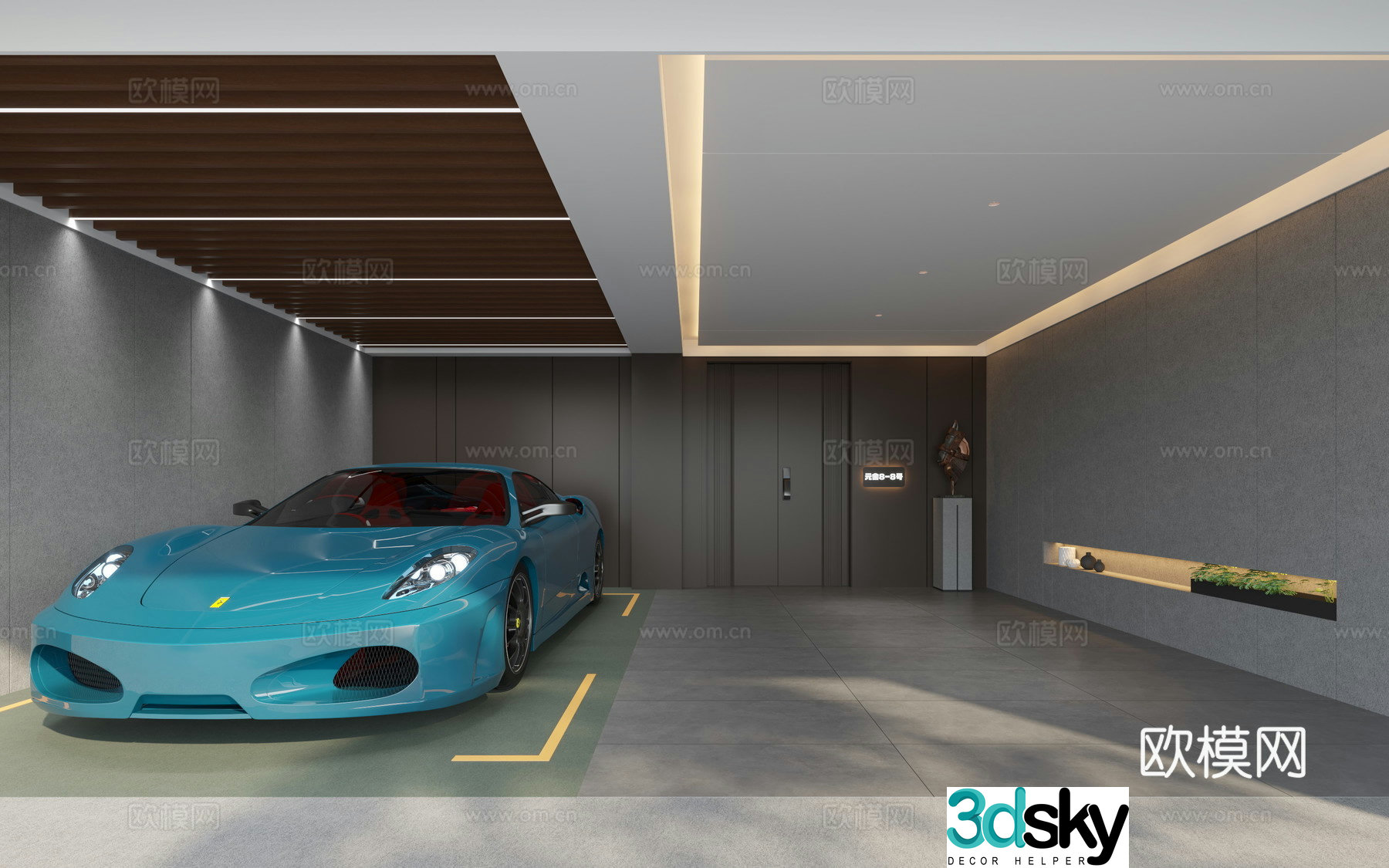 Modern private garage 3d model