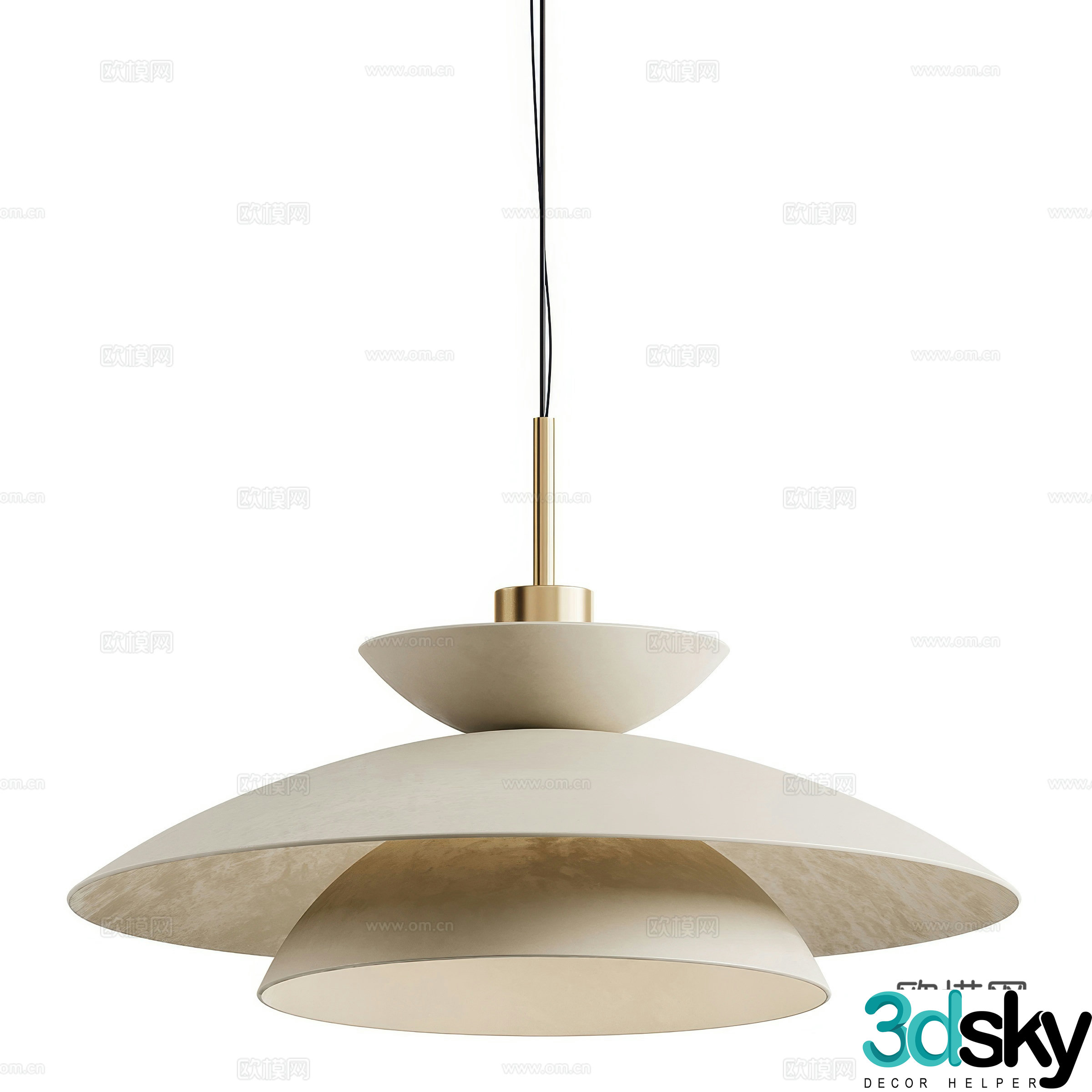 Modern lampshade chandelier 3d model