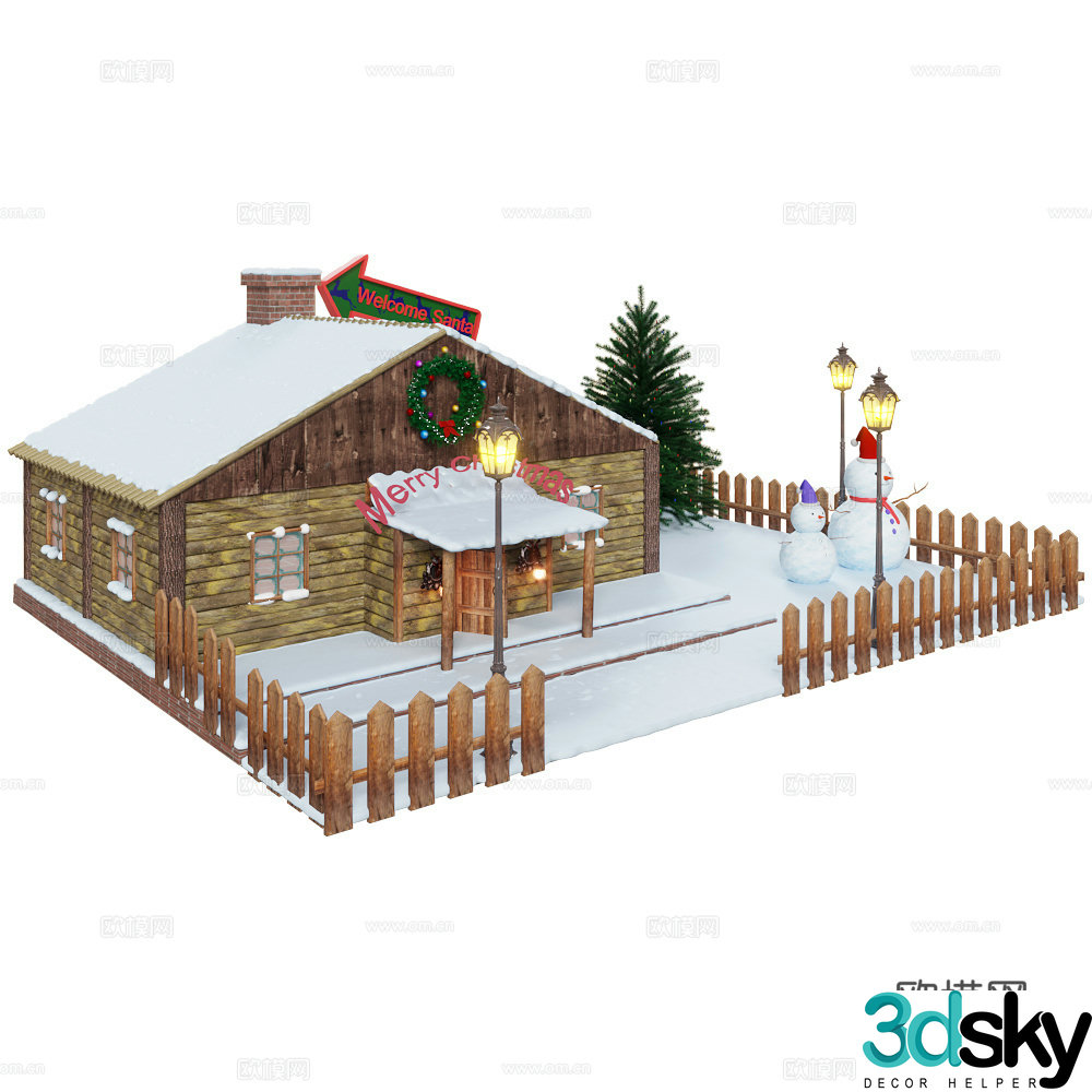 Christmas courtyard house 3d model