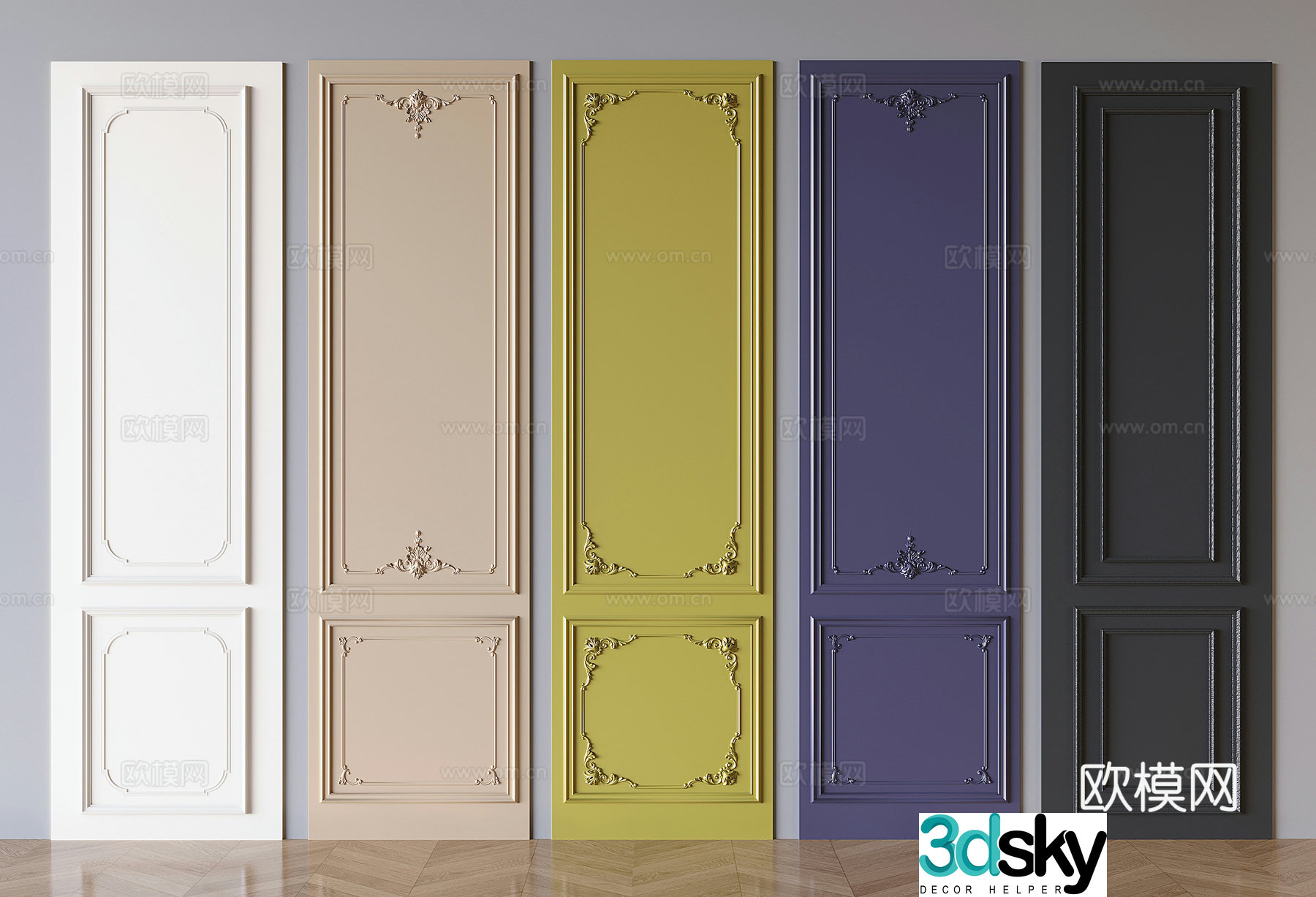 French carved wainscot 3d model