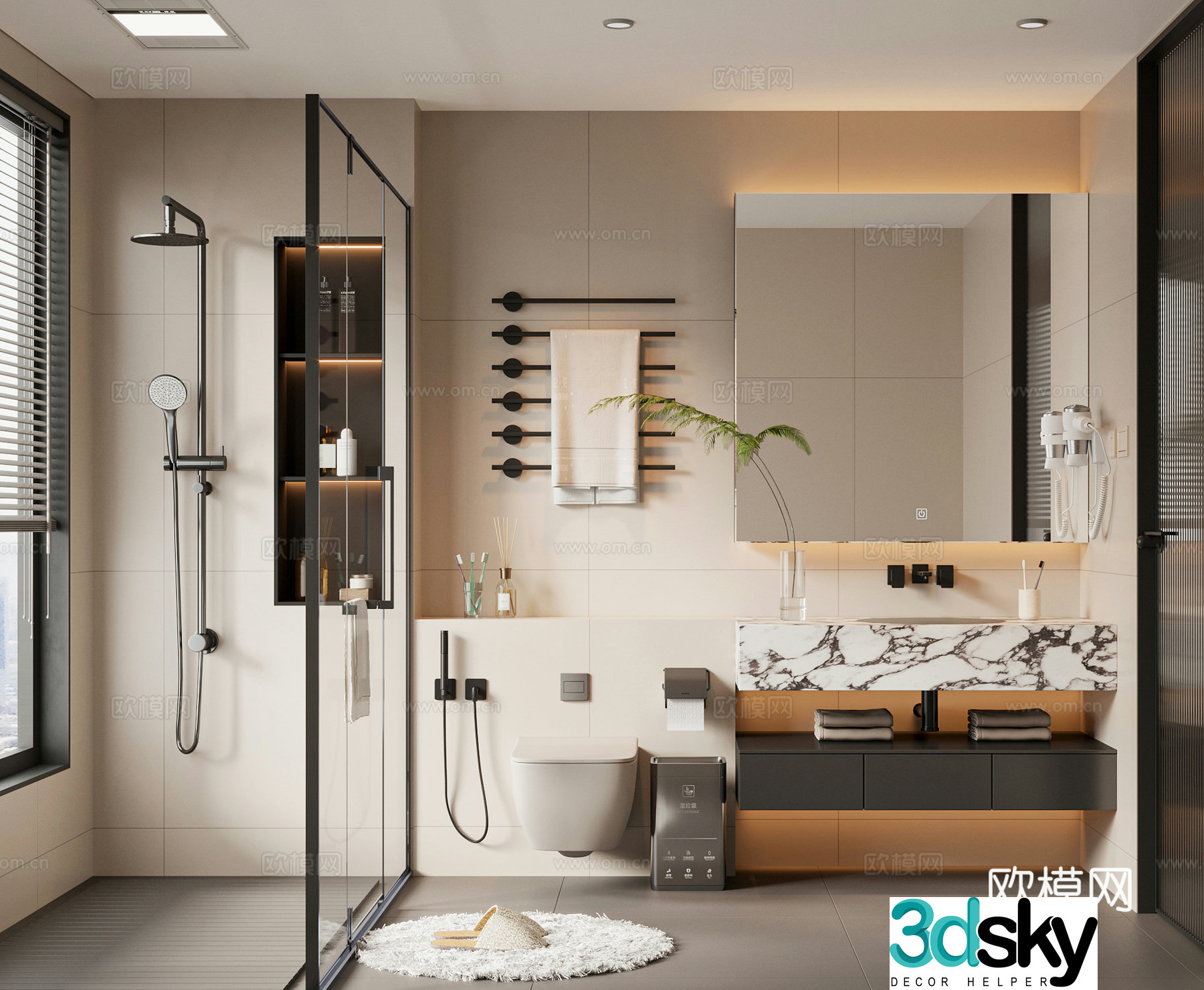 Modern bathroom bathroom 3d model