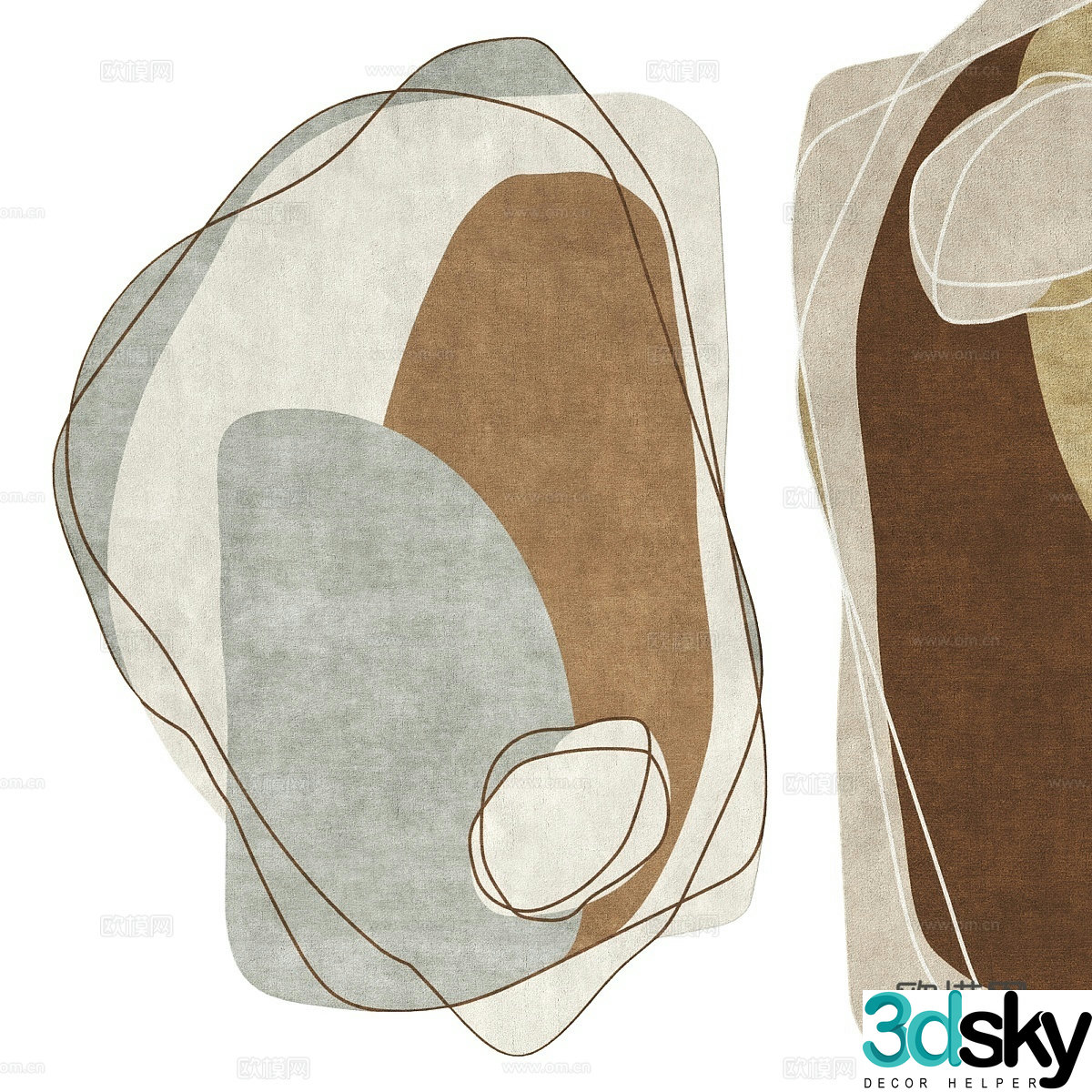 Modern shaped carpet 3d model