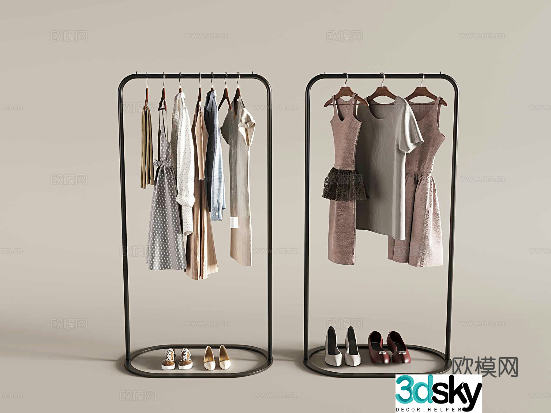 modern clothes hanger shoes 3d model