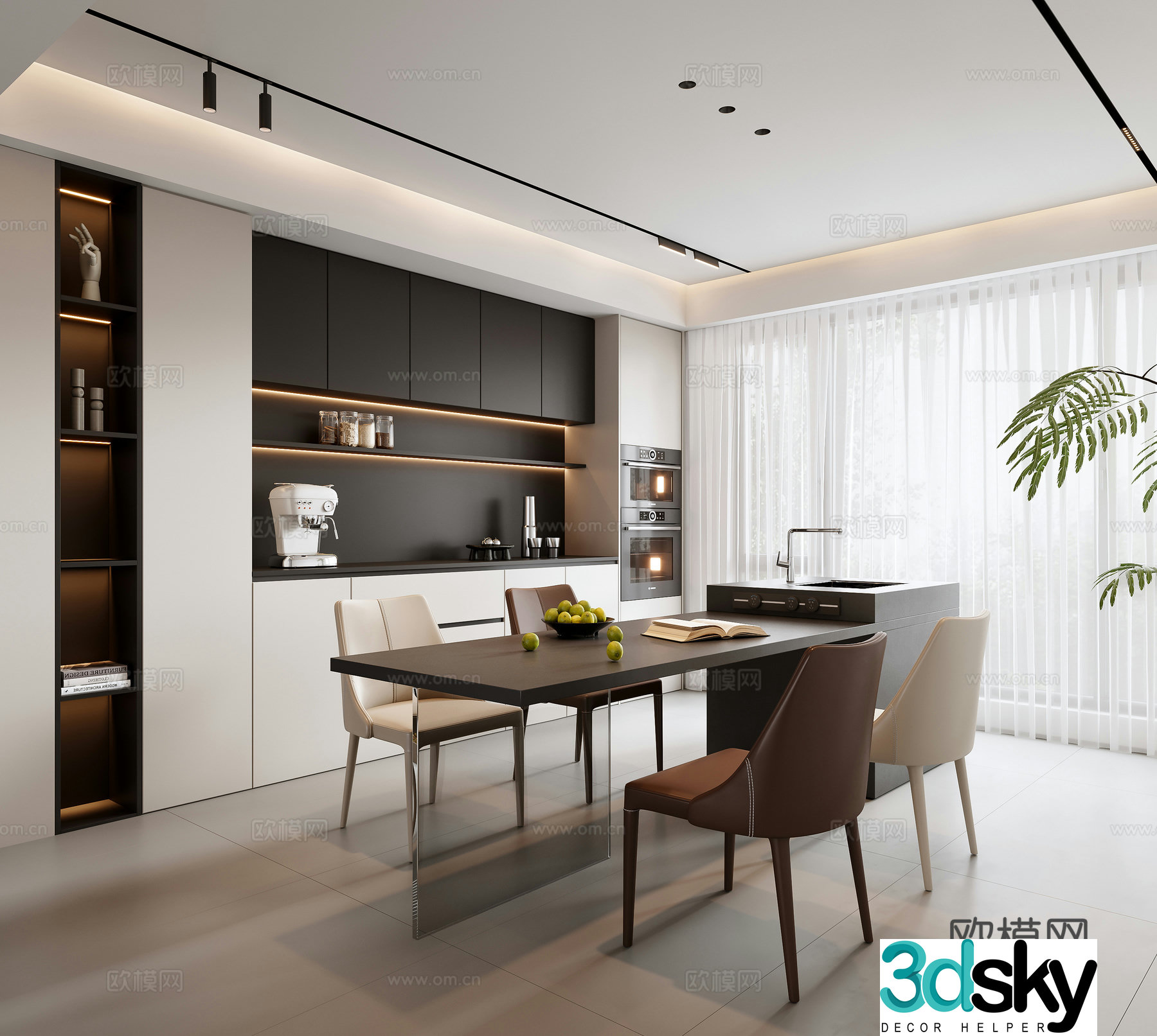 Modern island restaurant 3d model