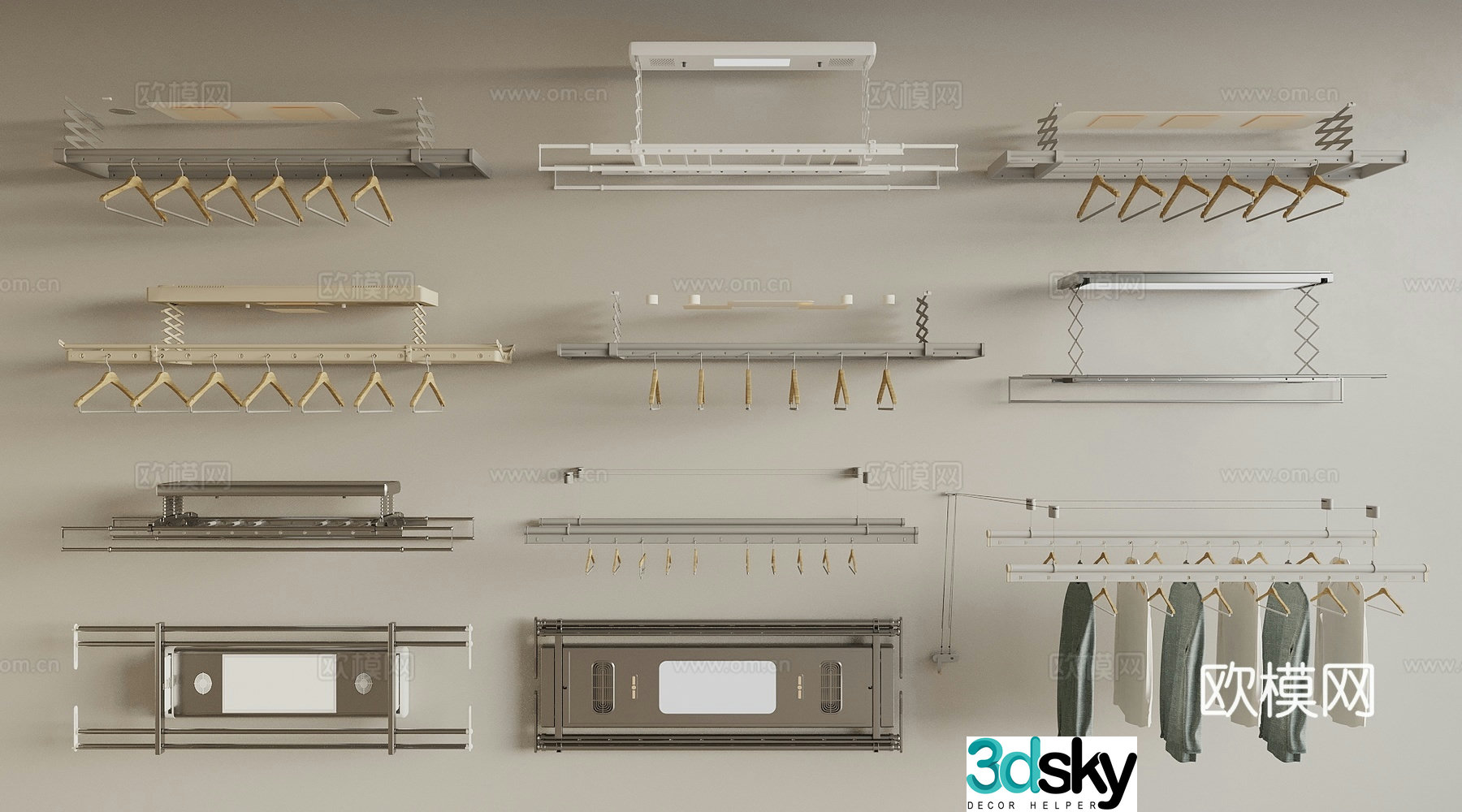 Modern clothes hanger invisible clothes drying rack electric clothes drying rack 3d model