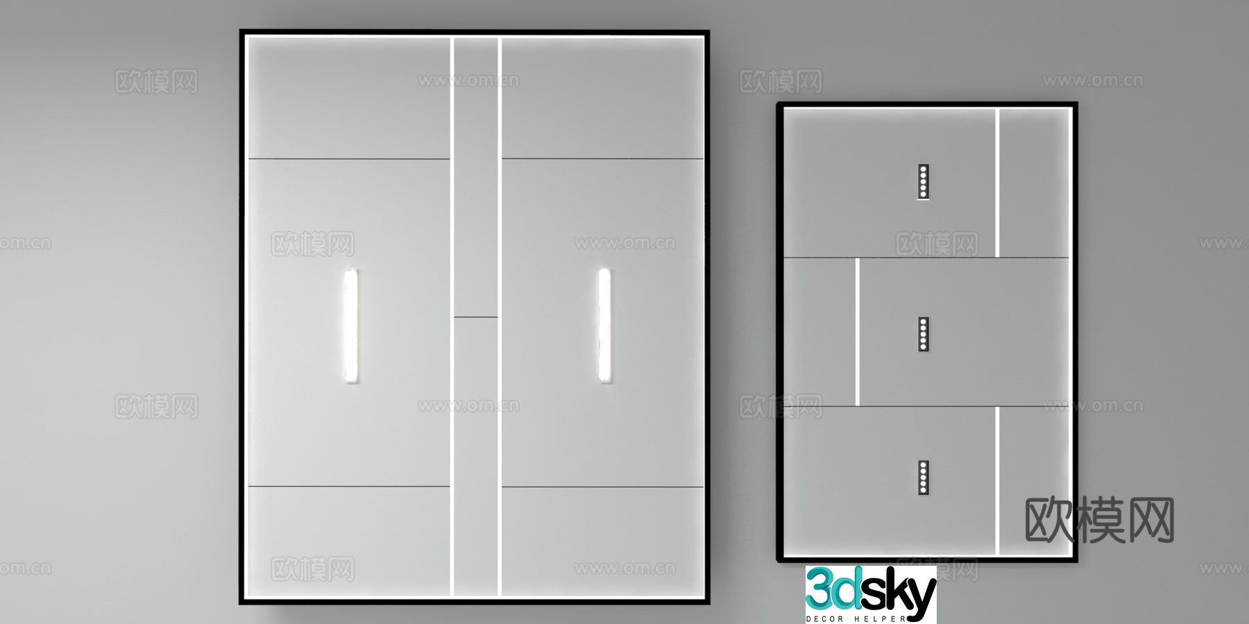 Modern integrated suspended ceiling 3d model